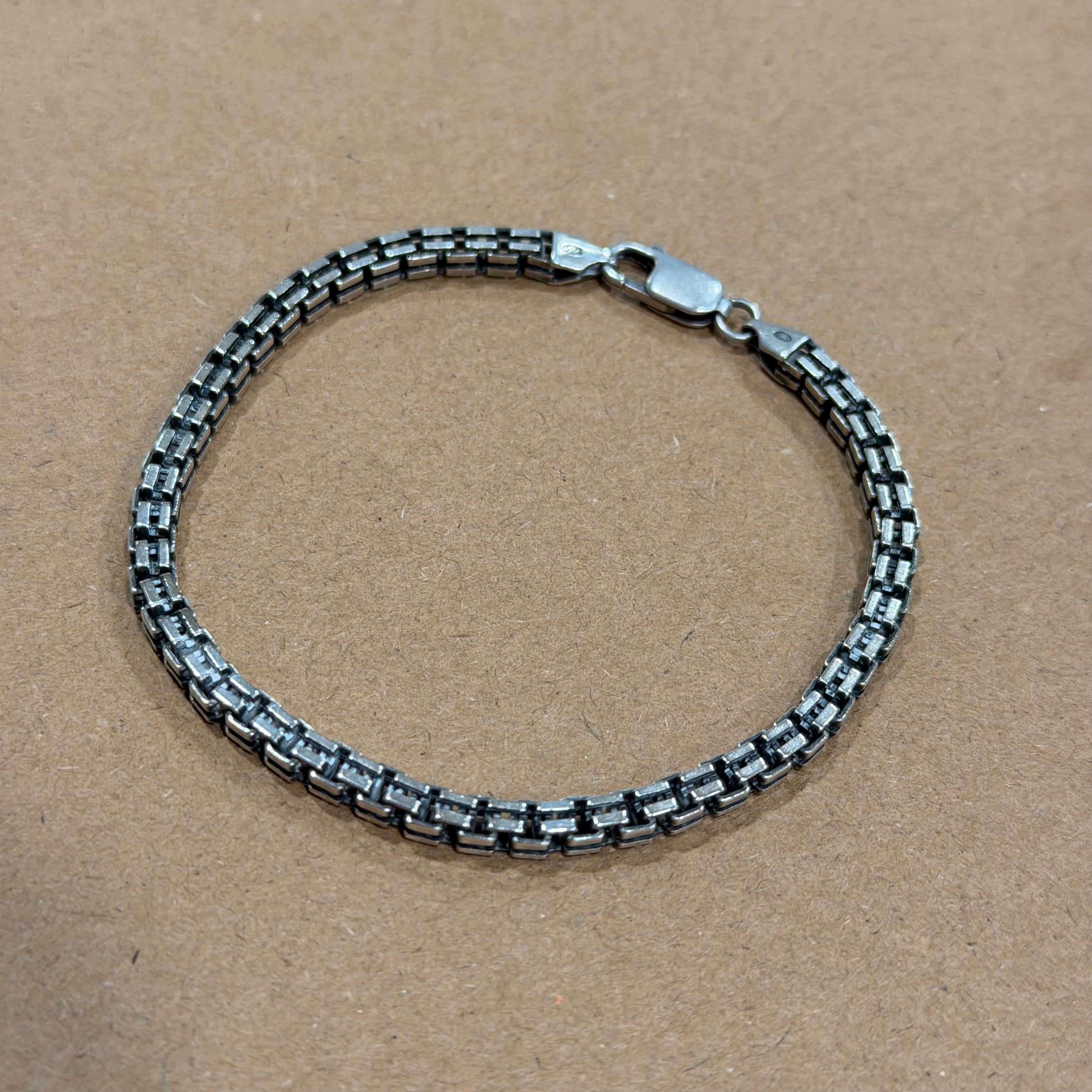 Sterling Double Box Link Bracelet 8 in