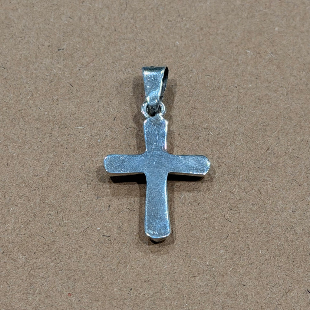 Sterling Puffed Cross Pendant 1.5 in