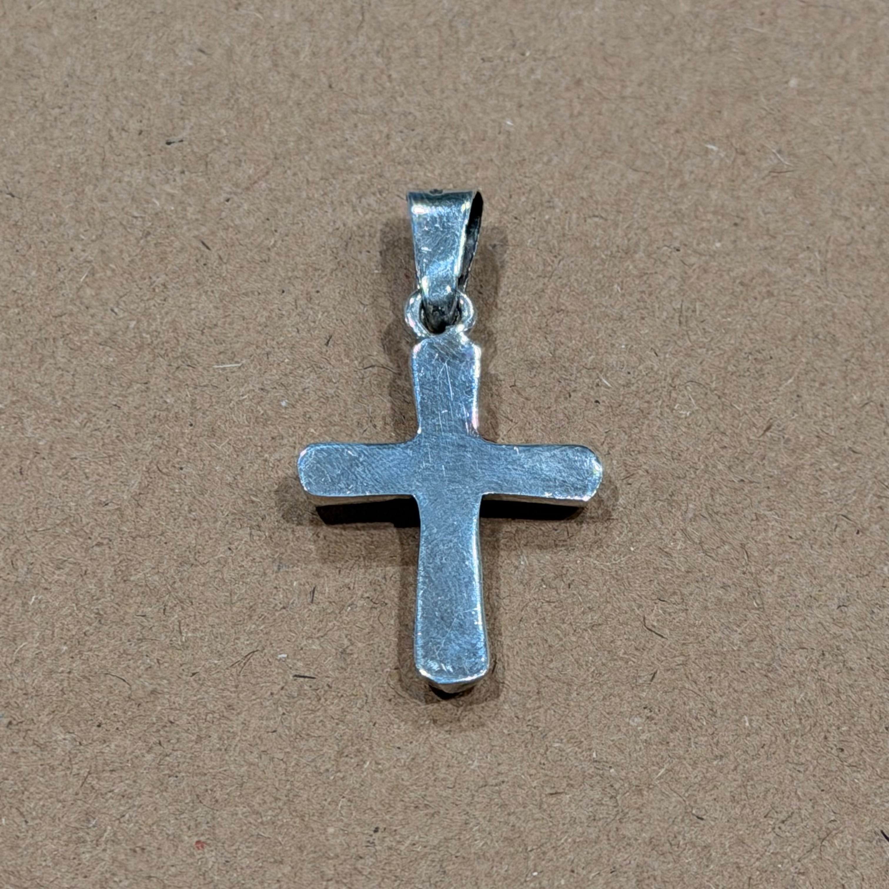 Sterling Puffed Cross Pendant 1.5 in