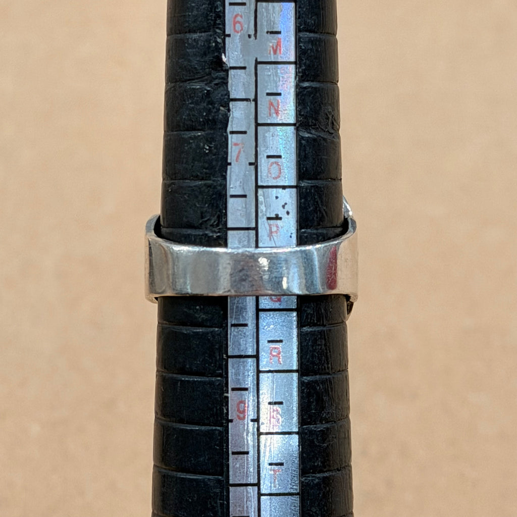 Sterling Turquoise Inlay Southwestern Ring Sz 8