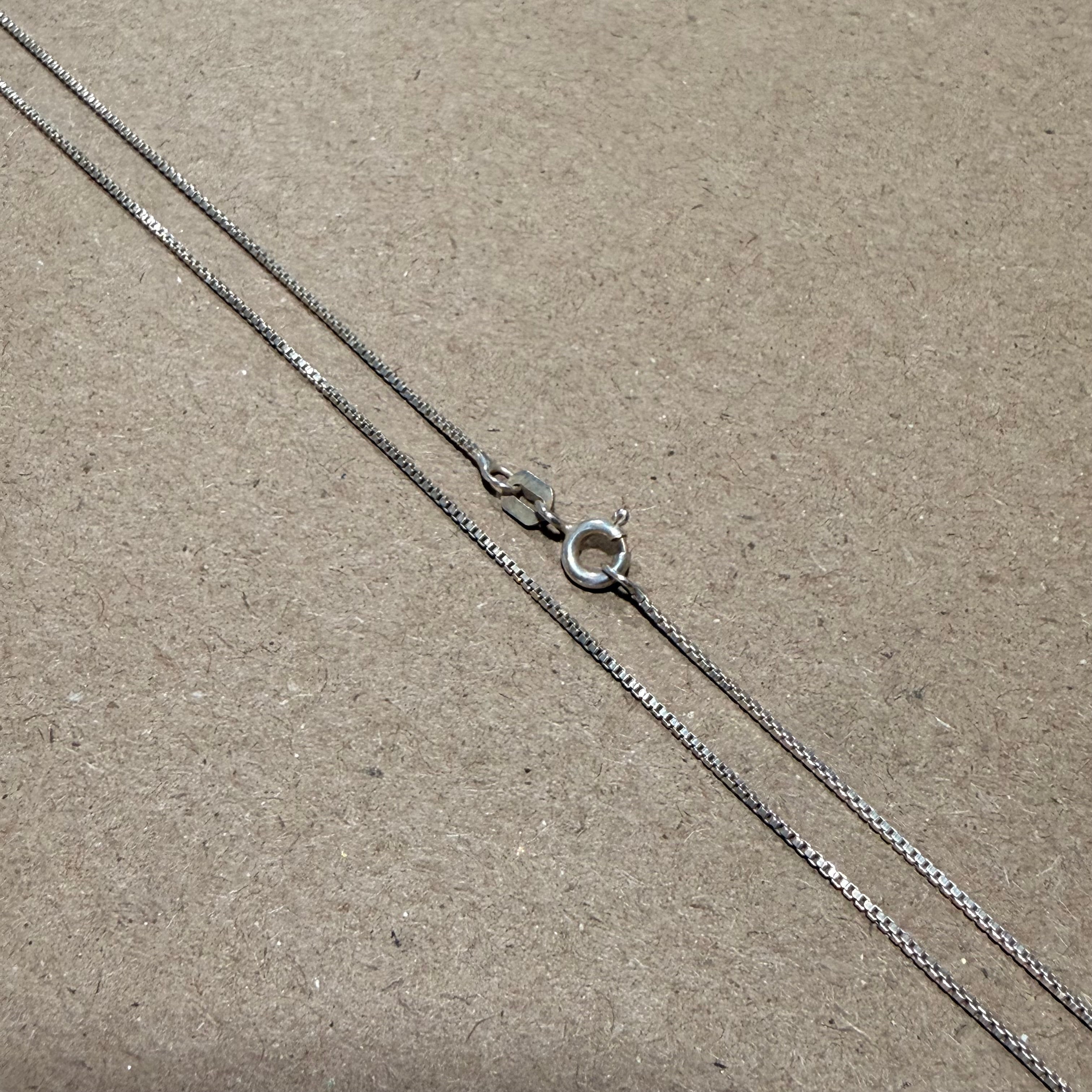 Sterling Thin Box Chain Necklace 17.75 in