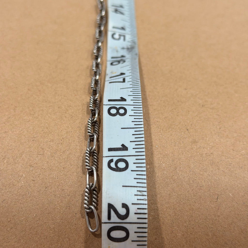 Sterling Textured Paperclip Link Necklace 20 in