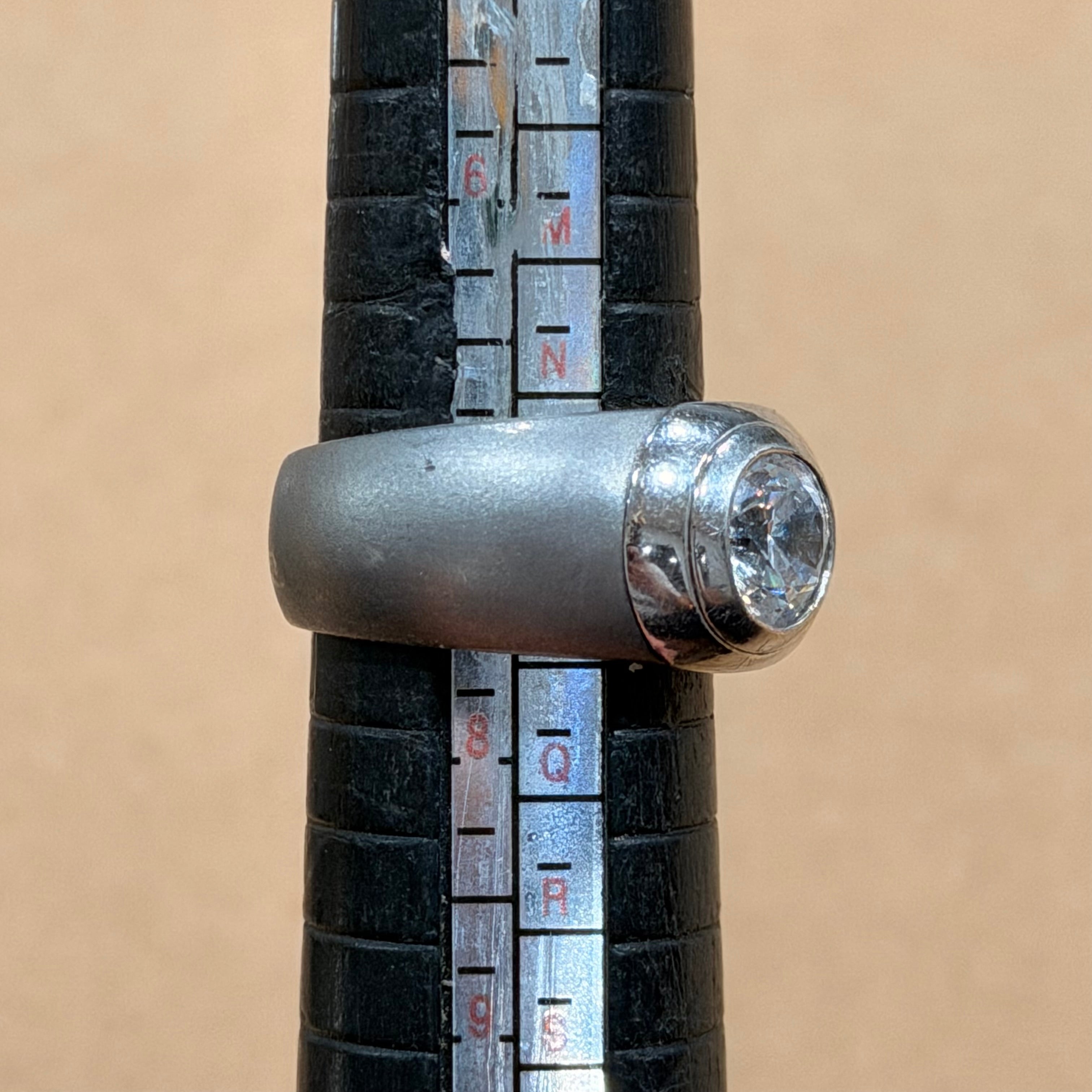 Sterling Matte Gray Cubic Zirconia Ring Sz 7.5