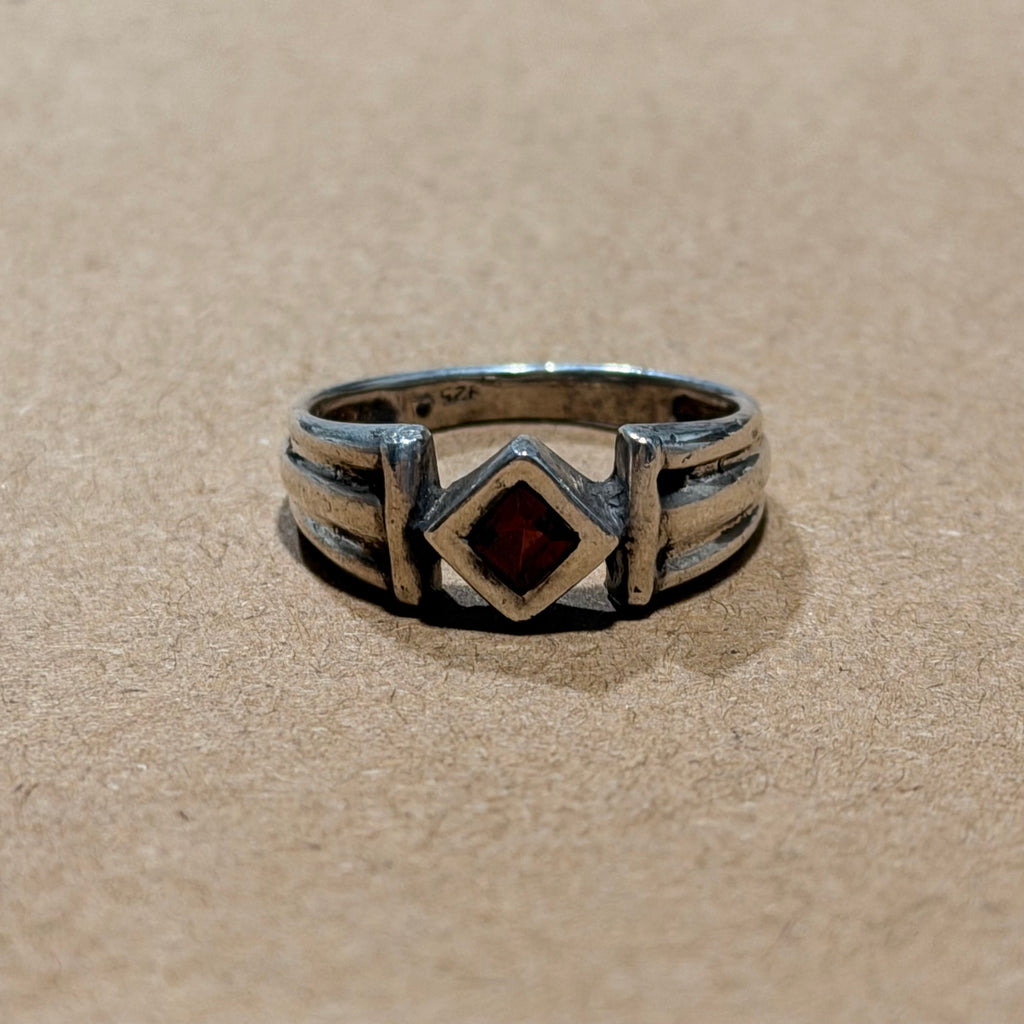 Sterling Mini Garnet Ring Sz 5