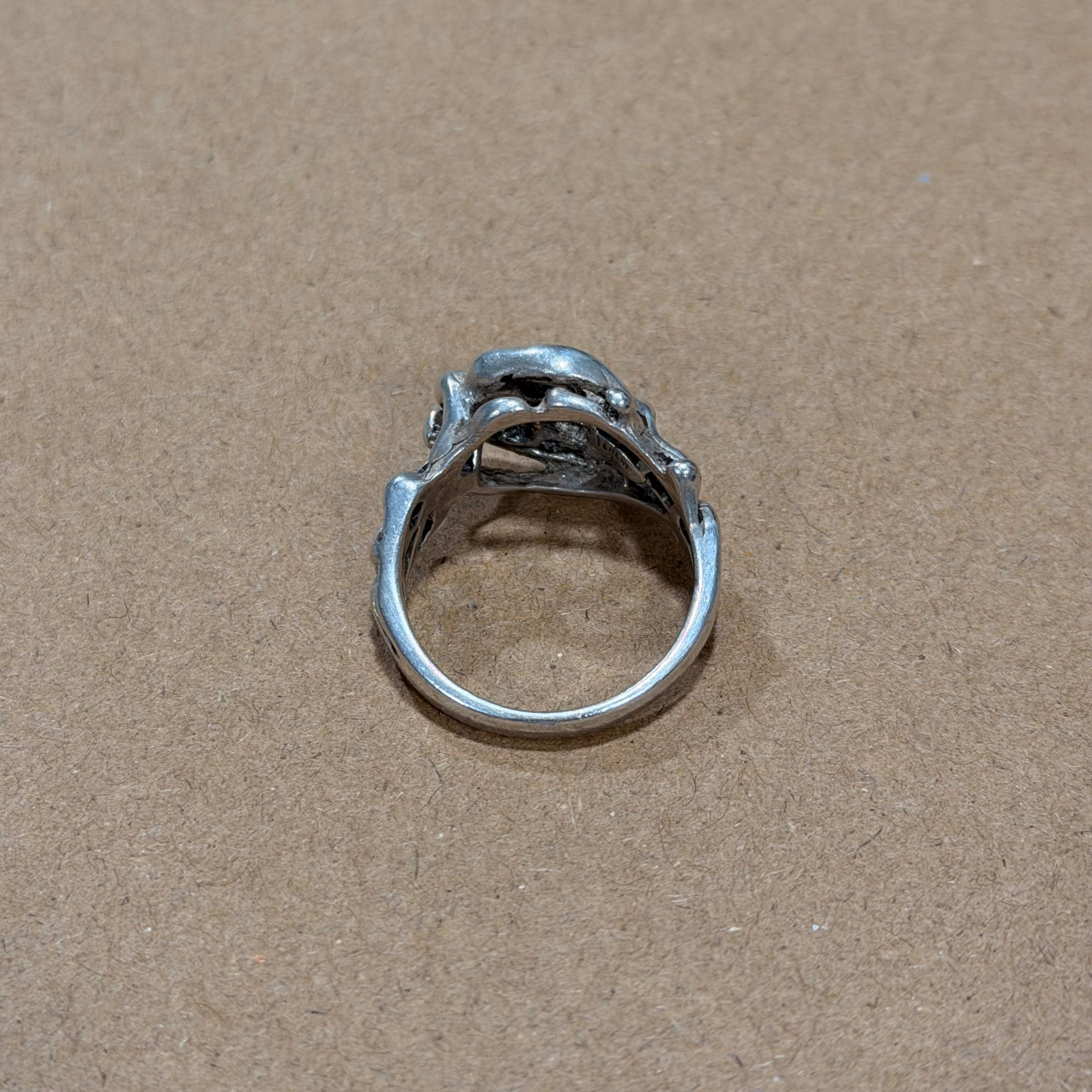 Sterling Brutalist Abstract Ring Sz 8