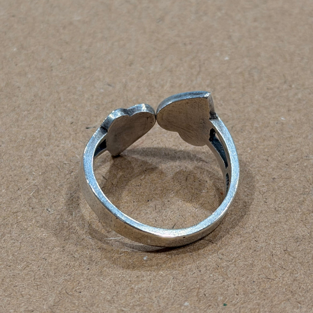 Sterling Turquoise Double Heart Ring Sz 8