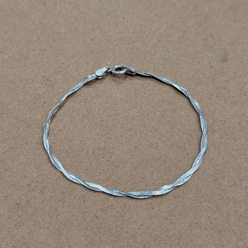 Sterling Lightweight Twisted Herringbone Bracelet 7 in