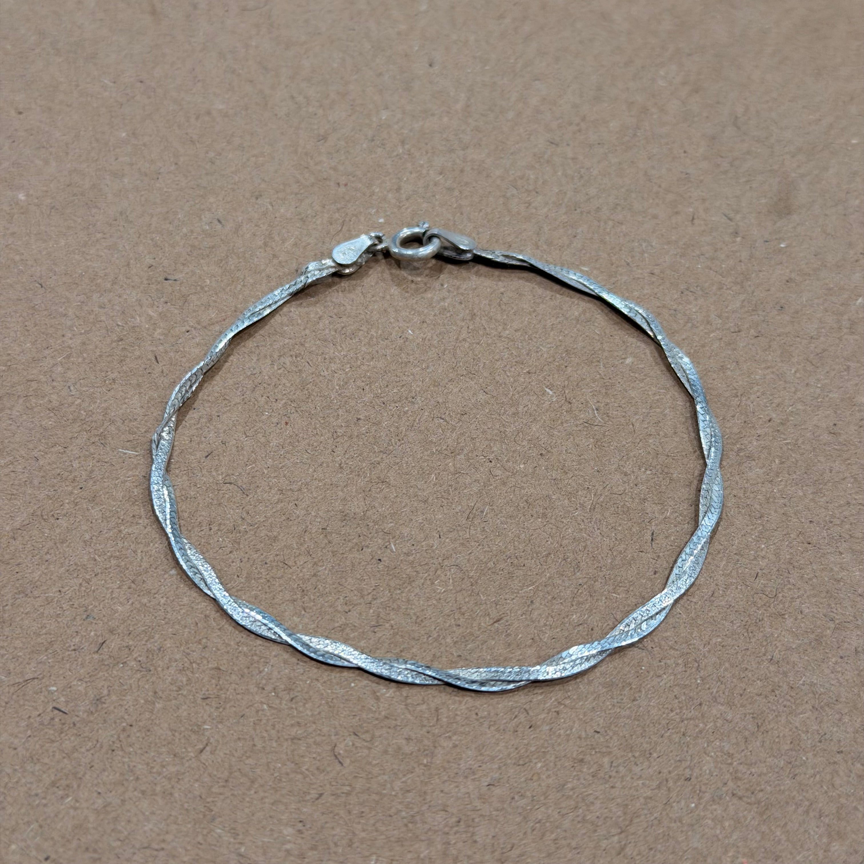 Sterling Lightweight Twisted Herringbone Bracelet 7 in