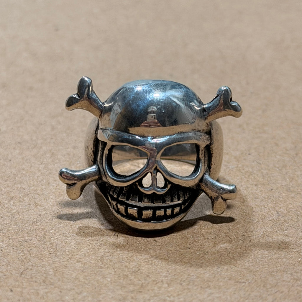 Chunky Sterling Skull and Crossbones Ring Sz 10.5