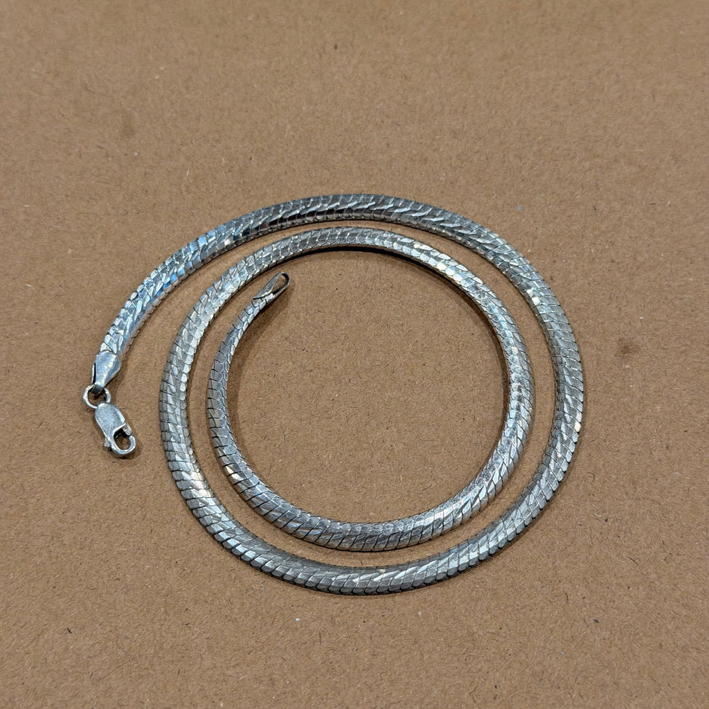 Sterling Heavyweight Textured Omega Link Necklace 18 in