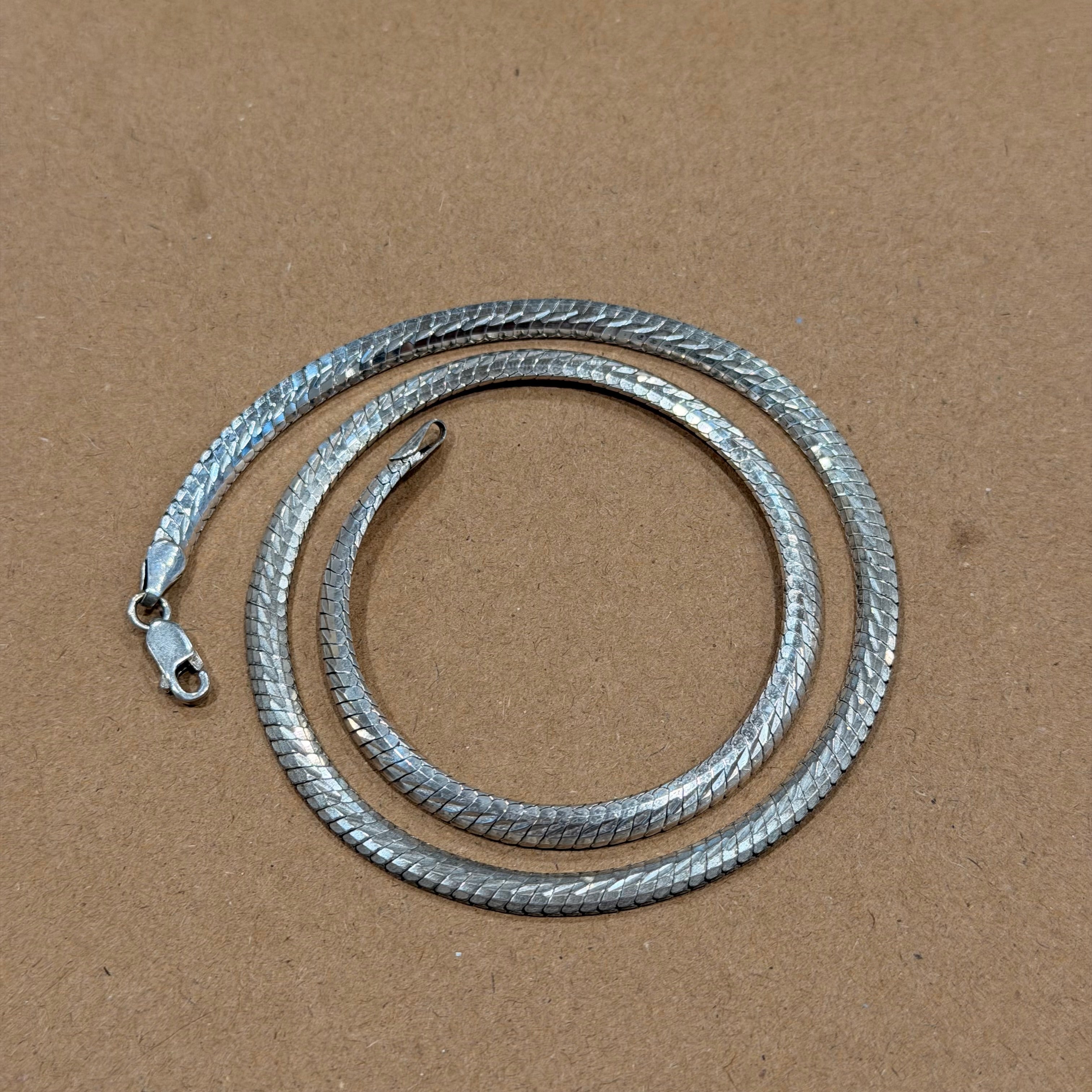 Sterling Heavyweight Textured Omega Link Necklace 18 in