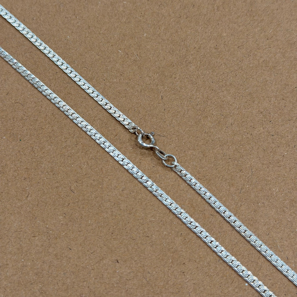 Sterling Textured Herringbone Necklace 18 in