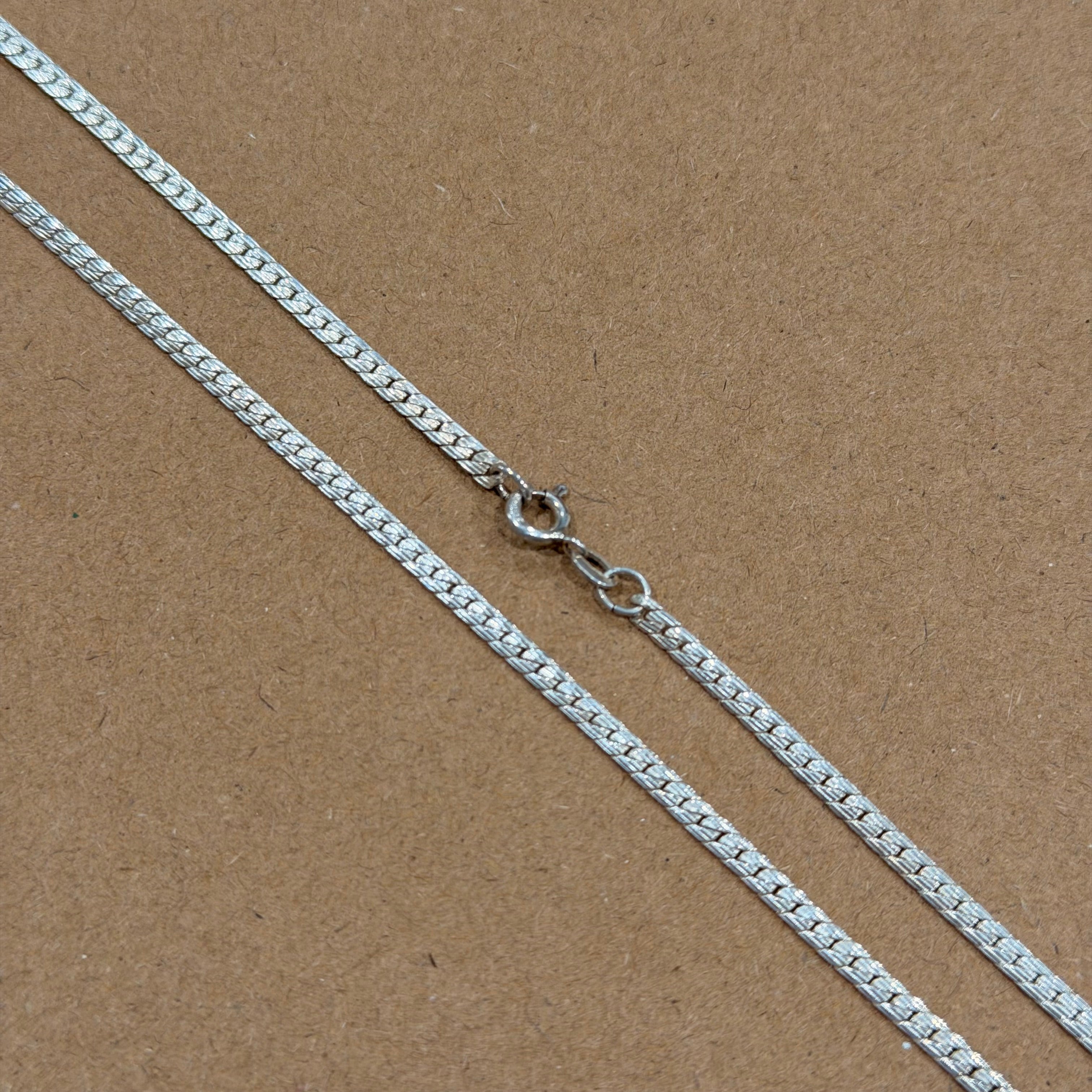 Sterling Textured Herringbone Necklace 18 in