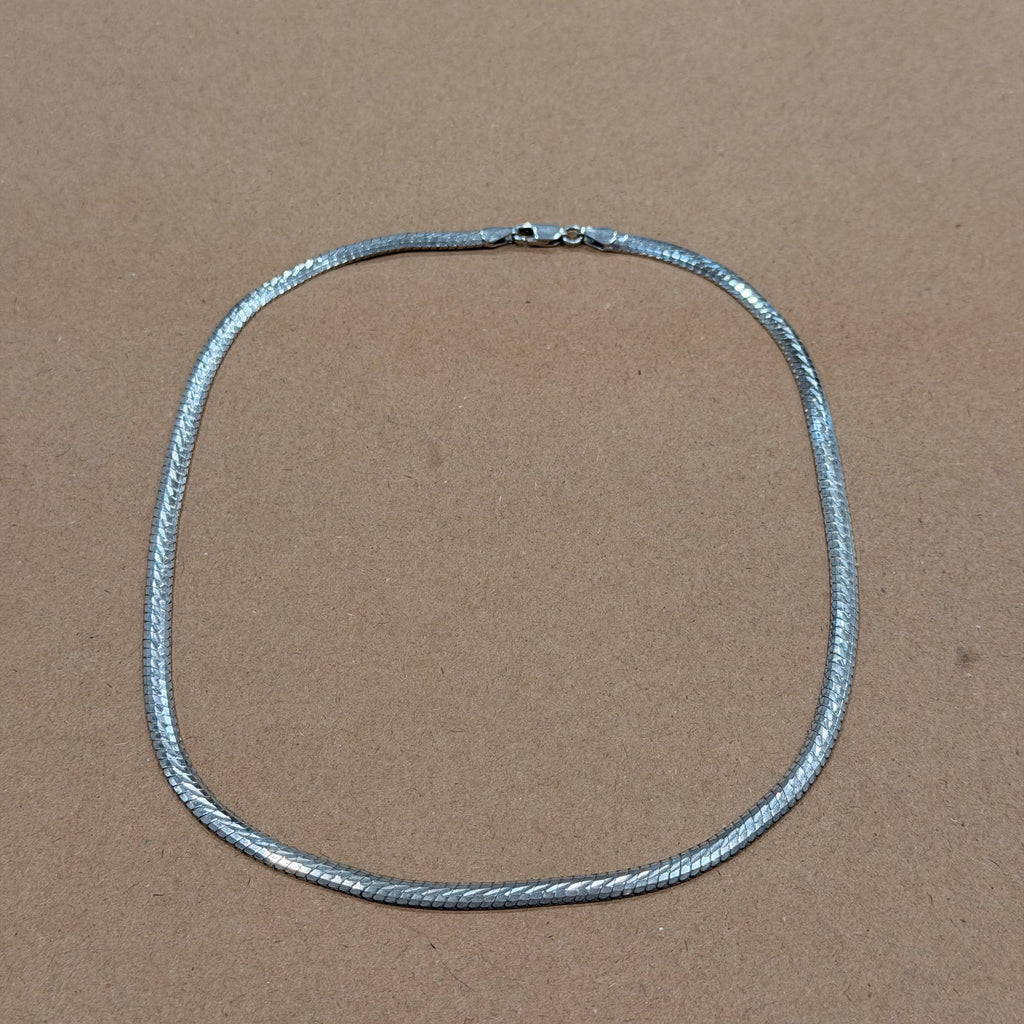 Sterling Heavyweight Textured Omega Link Necklace 18 in