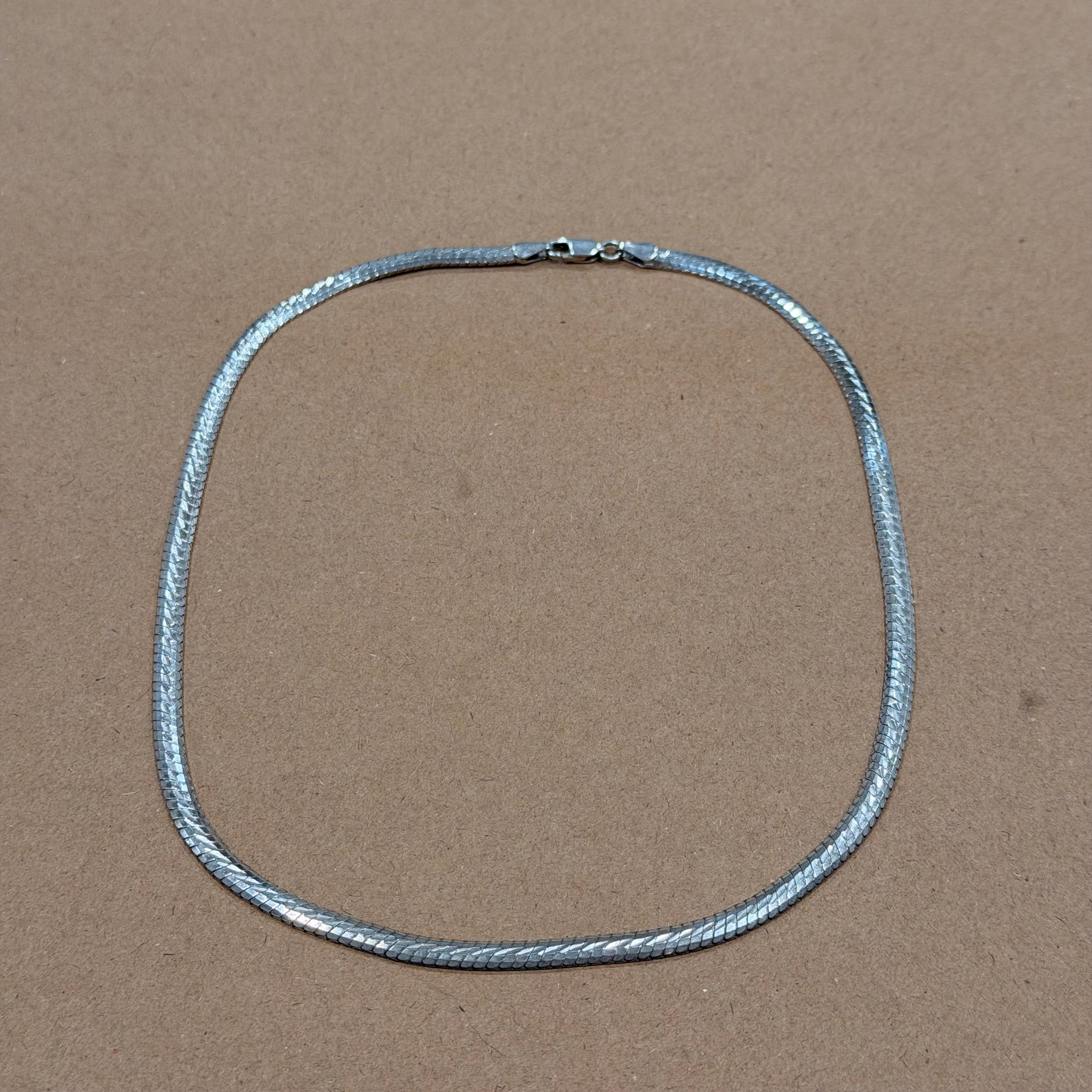 Sterling Heavyweight Textured Omega Link Necklace 18 in