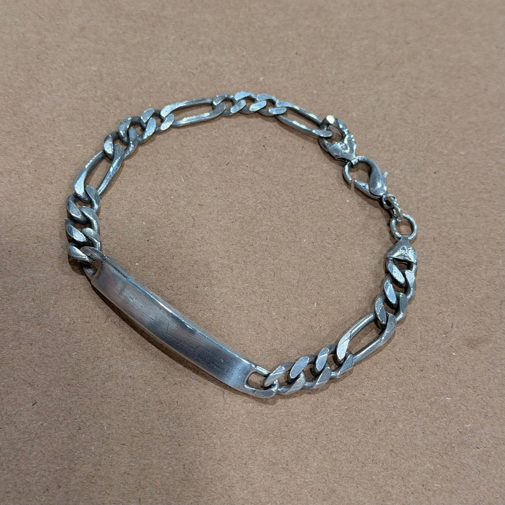 Sterling Figaro Link Nameplate Bracelet 9.5 in