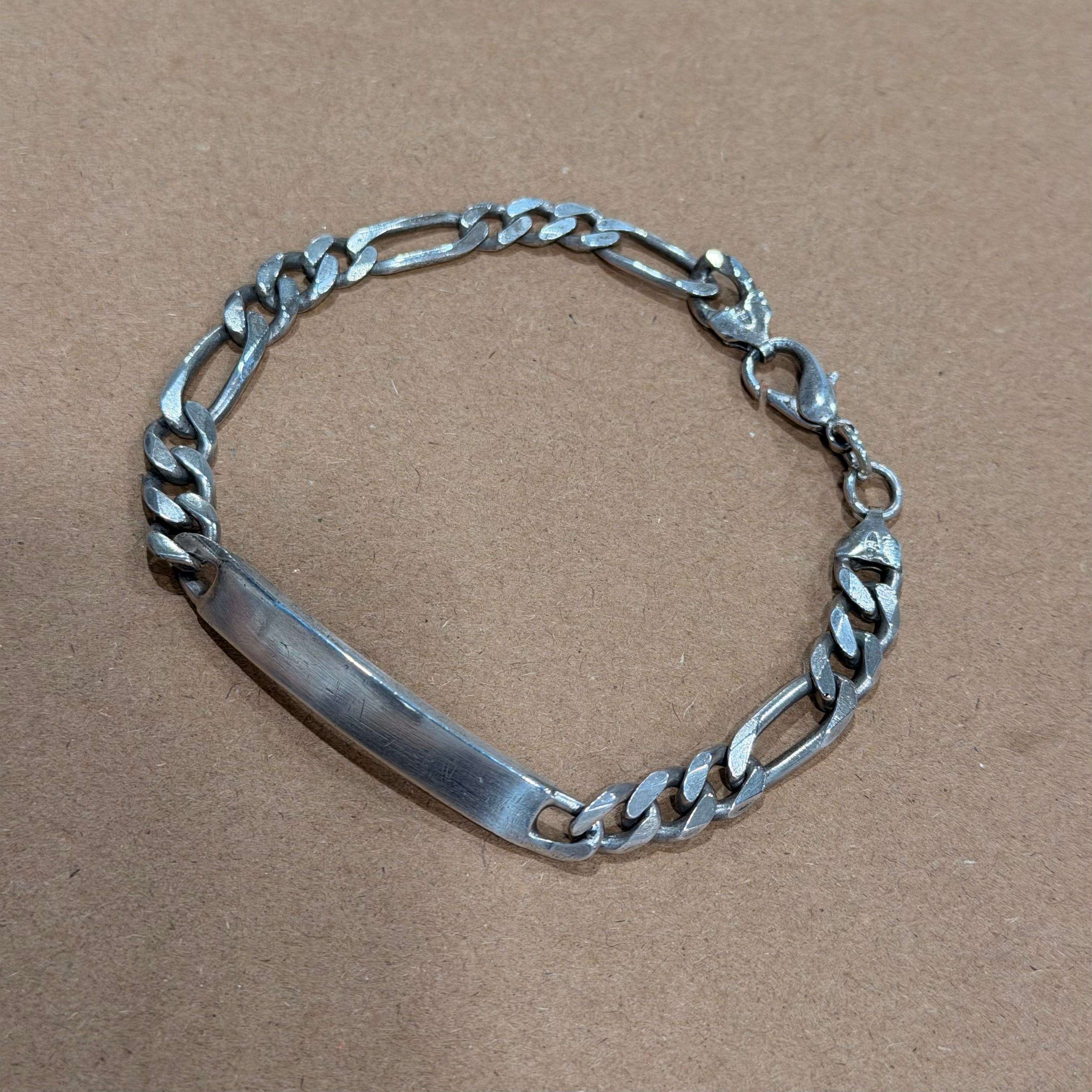 Sterling Figaro Link Nameplate Bracelet 9.5 in