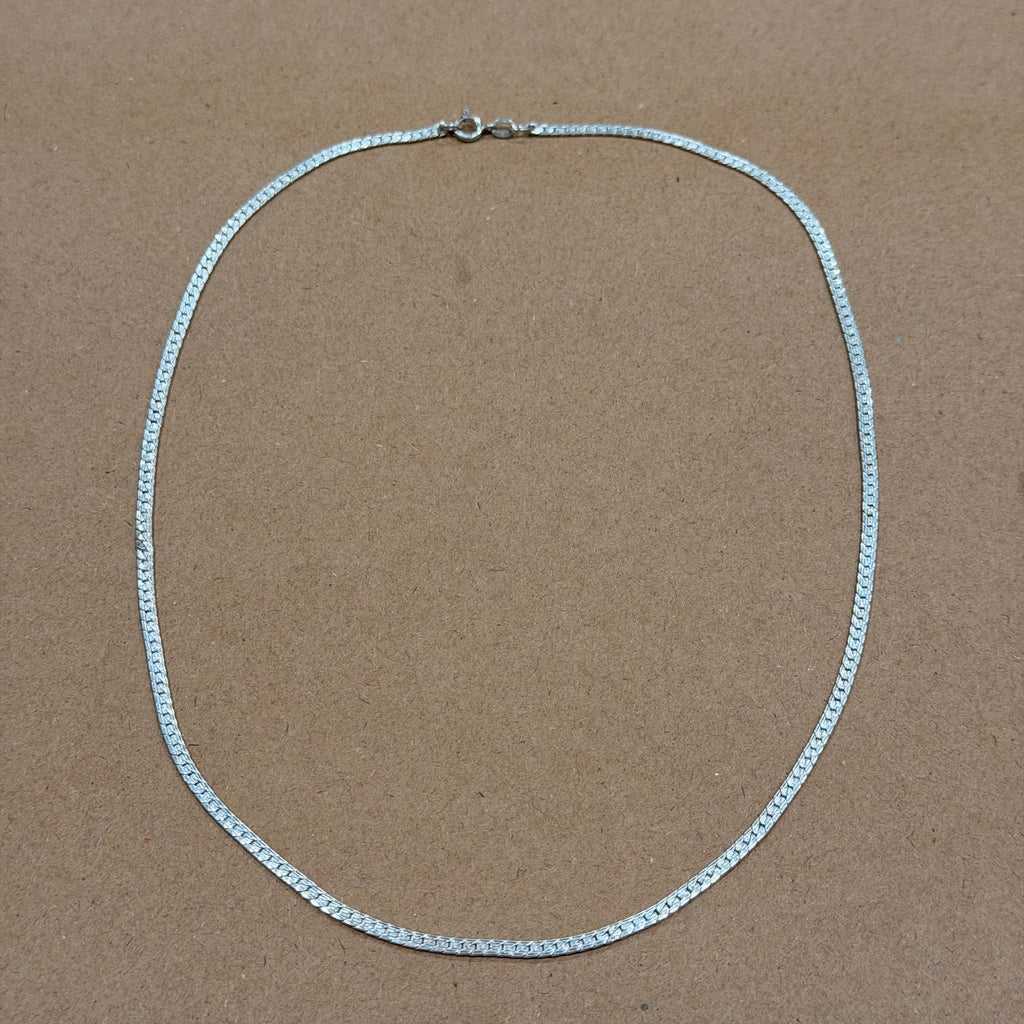 Sterling Textured Herringbone Necklace 18 in