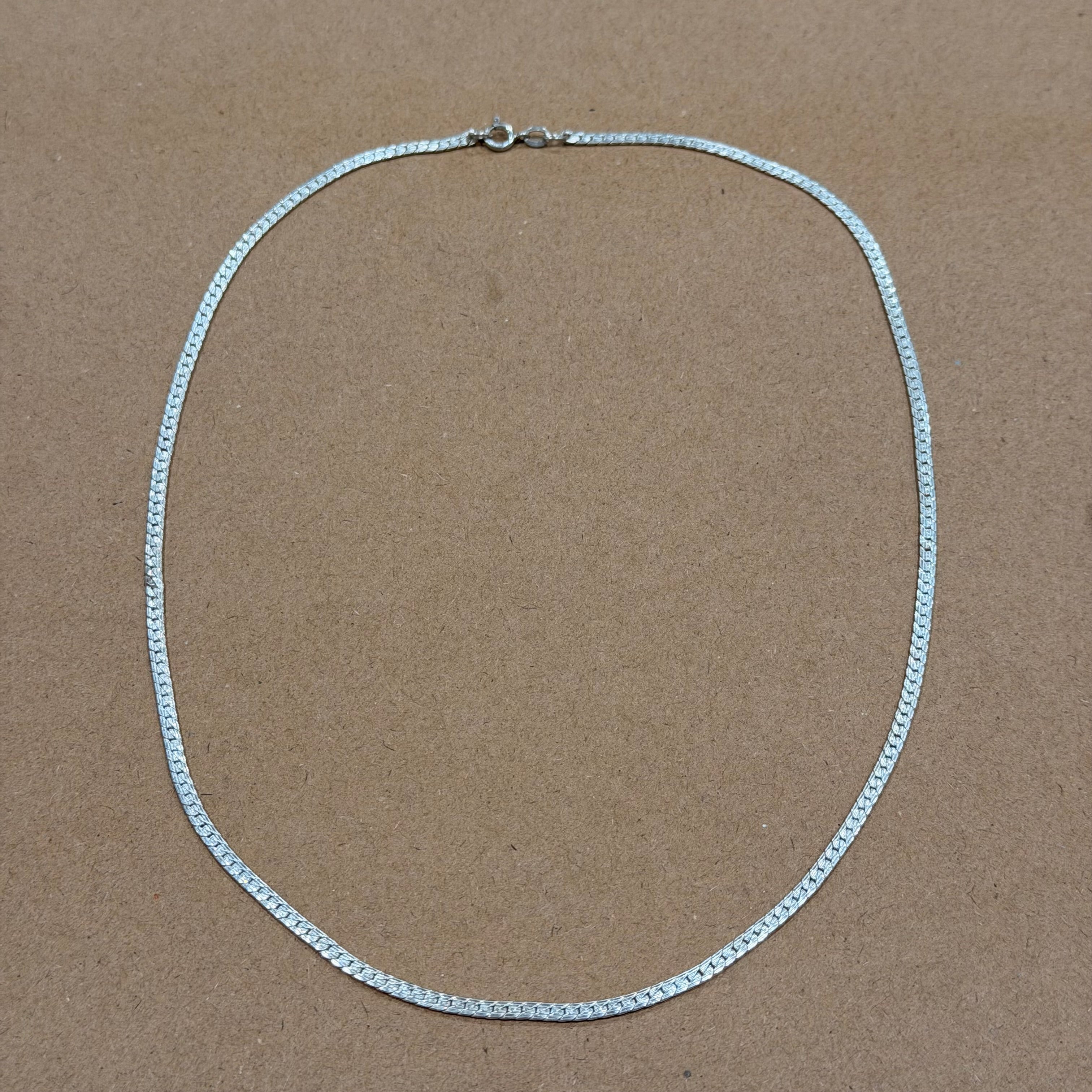 Sterling Textured Herringbone Necklace 18 in
