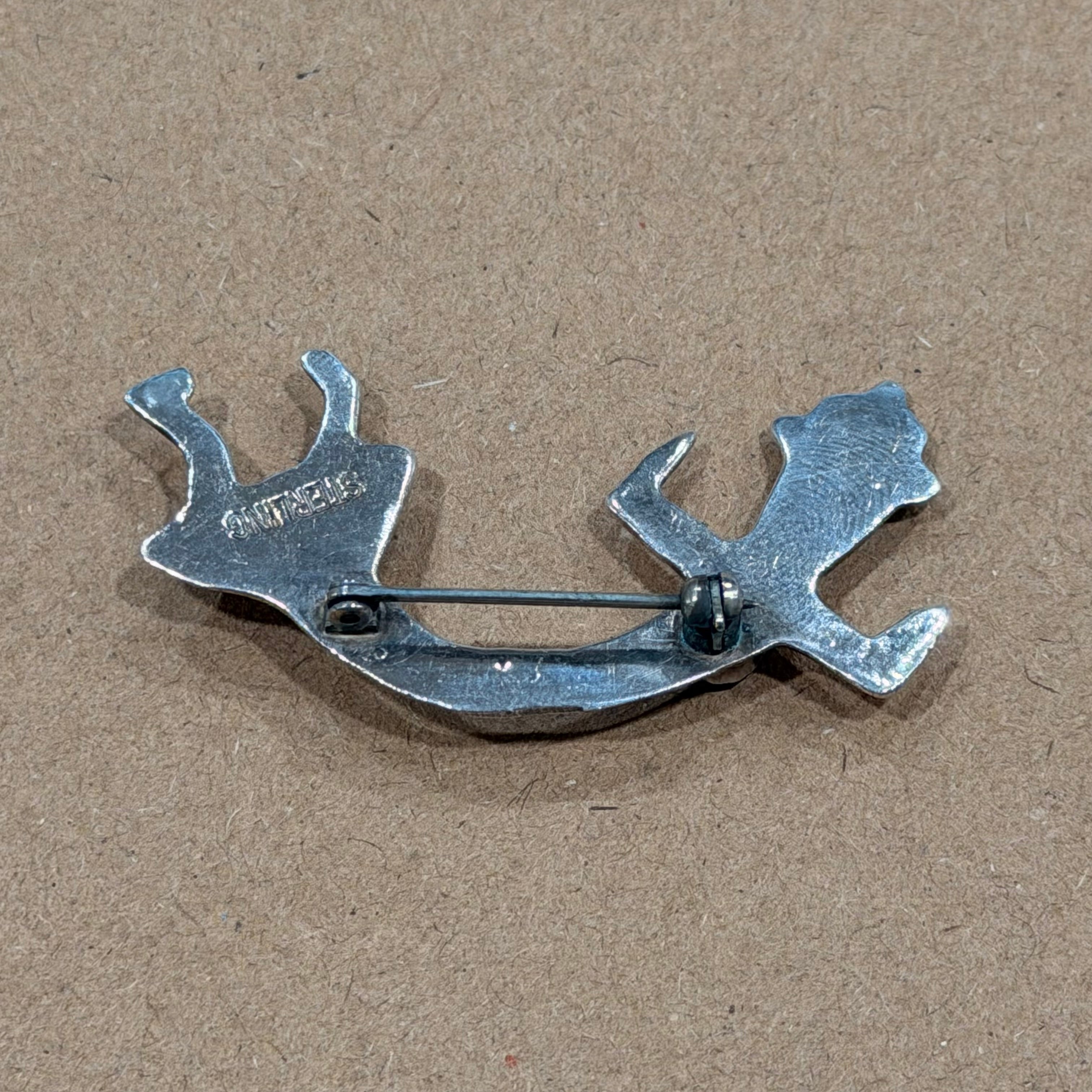 Sterling Navajo Coral & Turquoise Brooch 2 in.