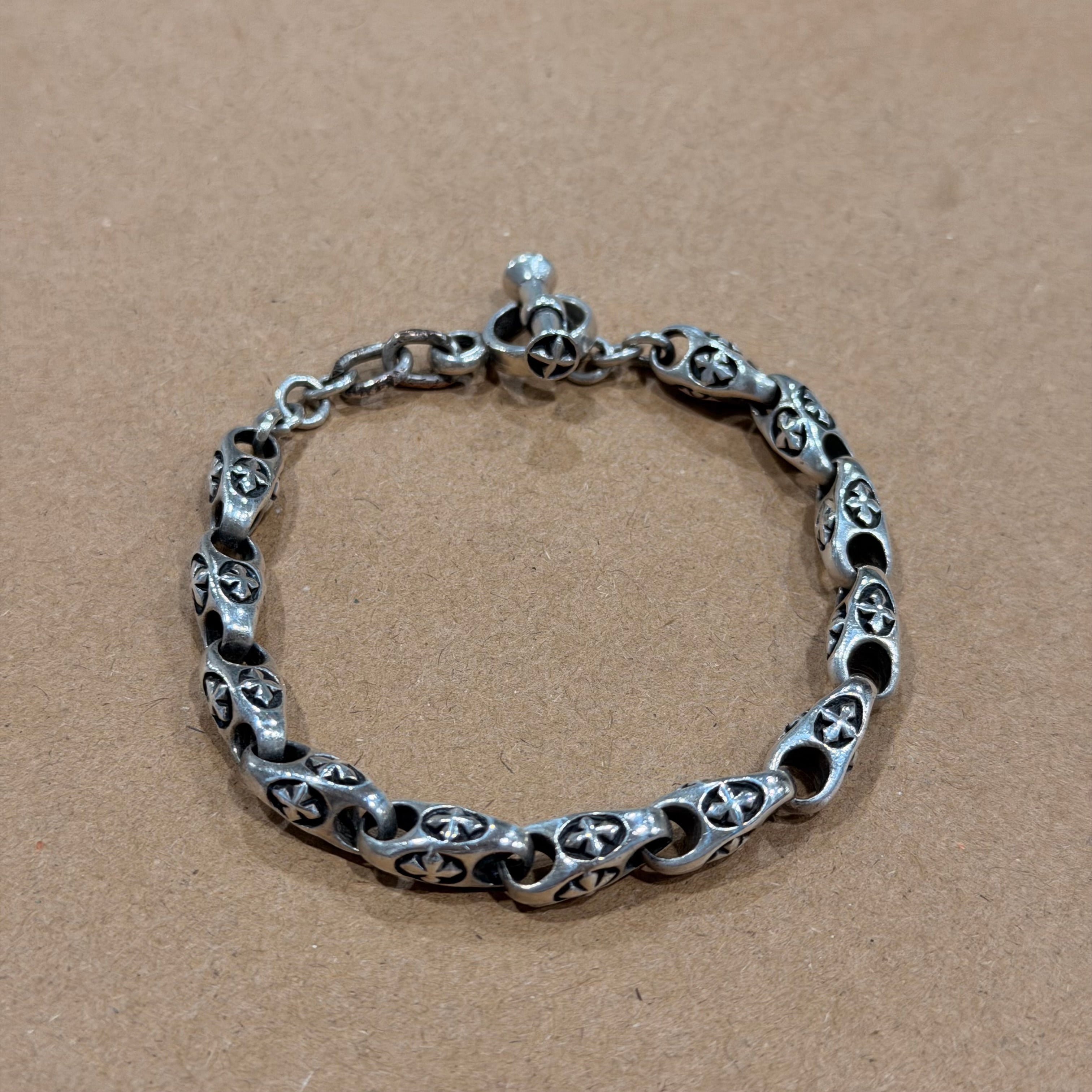 Sterling Chunky Cross Link Bracelet