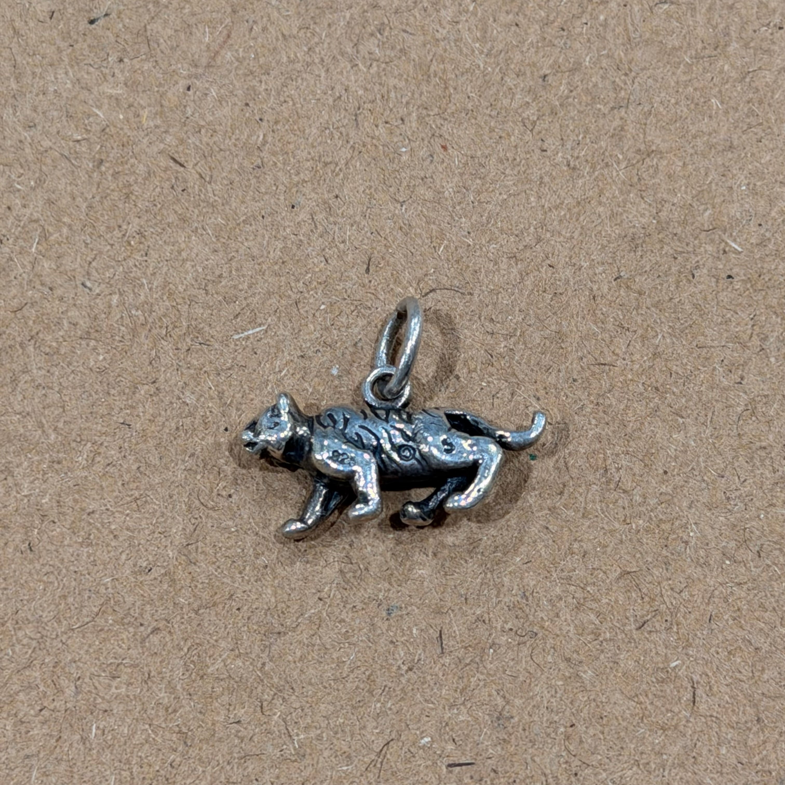 Sterling Mini Tiger Charm / Pendant 0.5 in