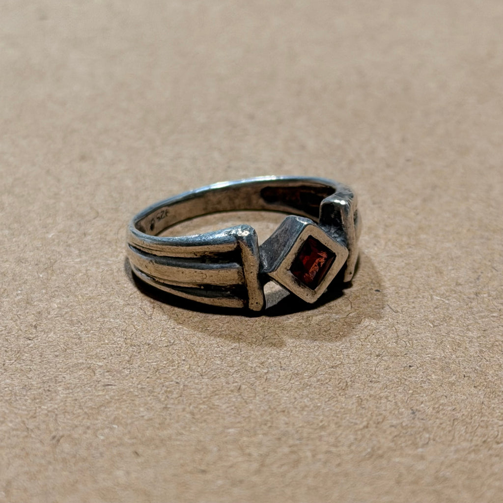 Sterling Mini Garnet Ring Sz 5