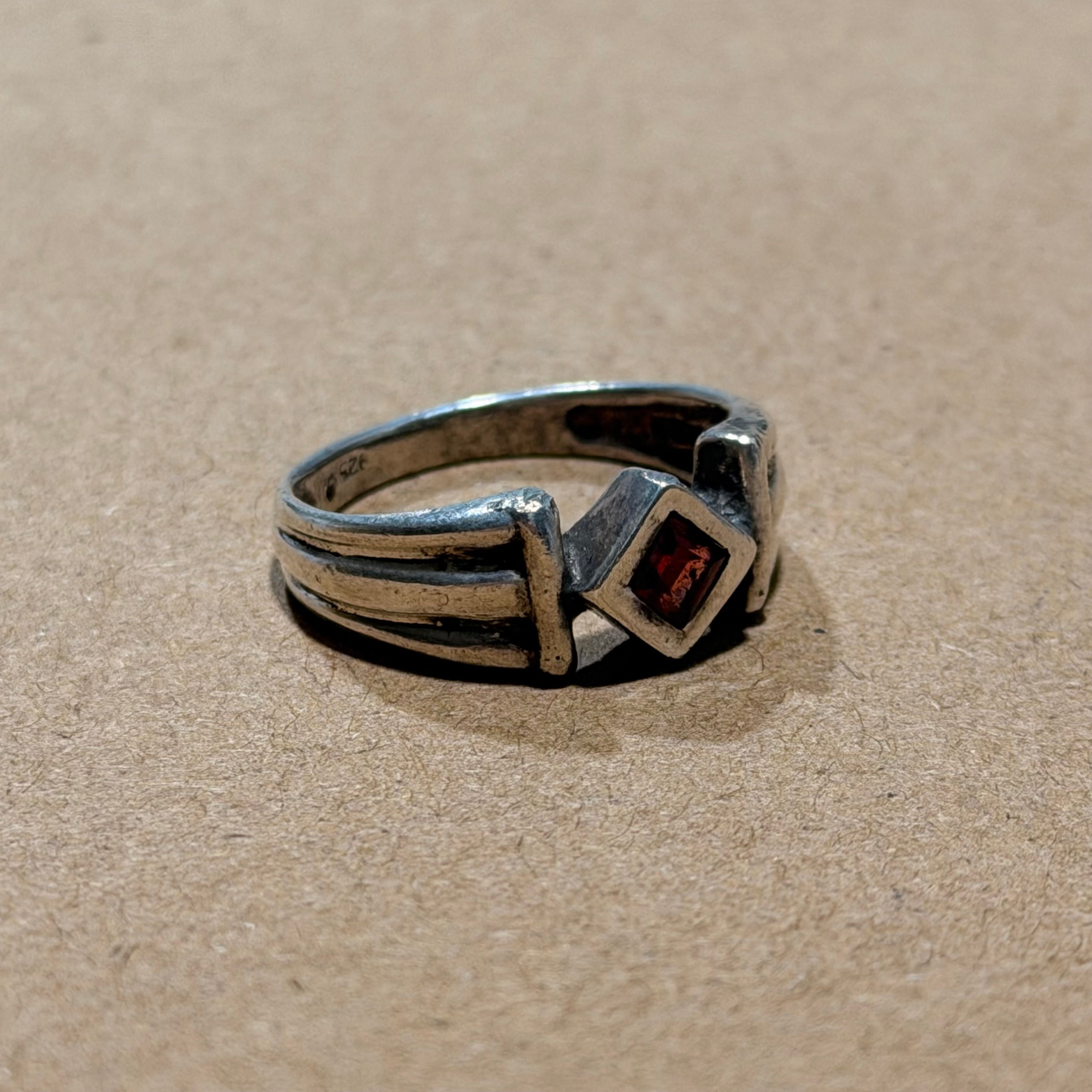 Sterling Mini Garnet Ring Sz 5