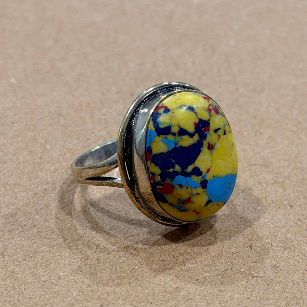 Sterling Polymer Clay Color Splatter Ring Sz 8