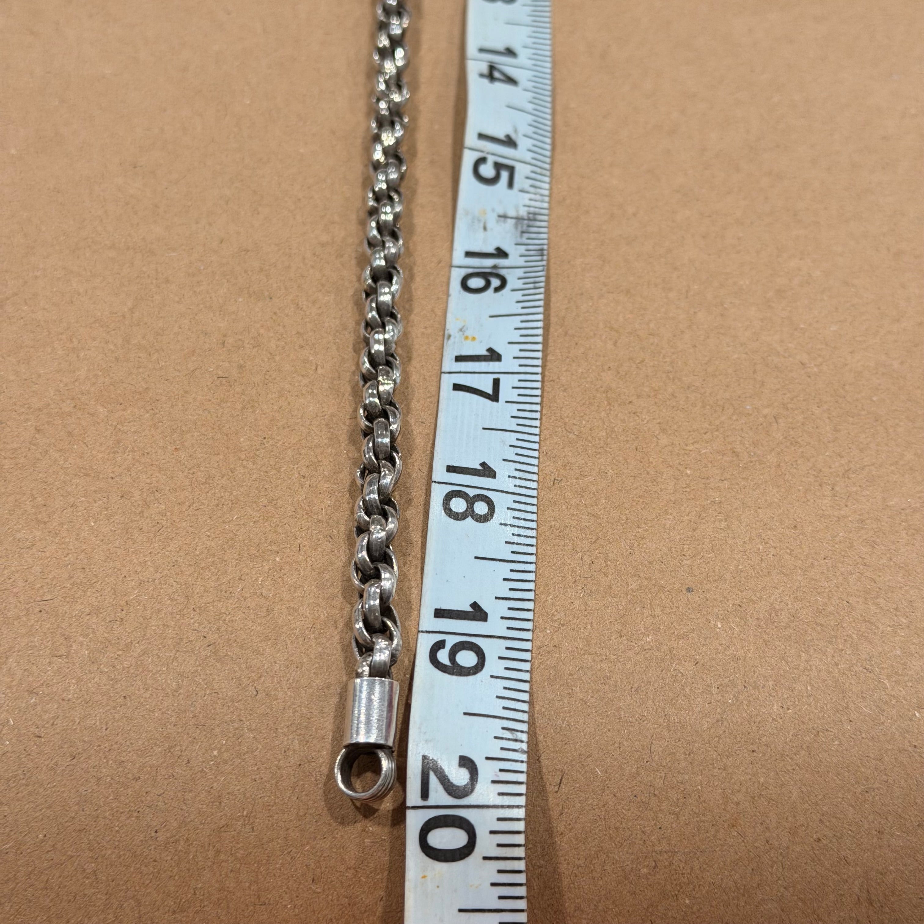 Sterling Solid Heavyweight Triple Braided Link Necklace 20 in