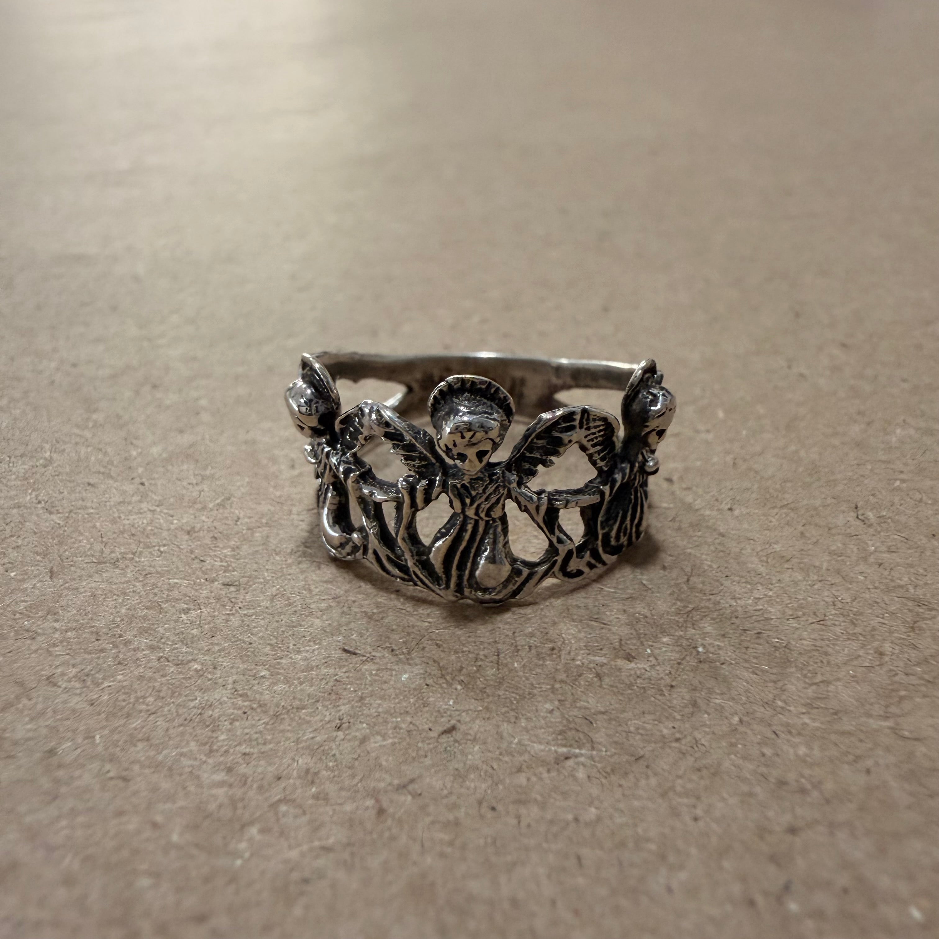 Sterling Angel Crown Ring Sz 7.5