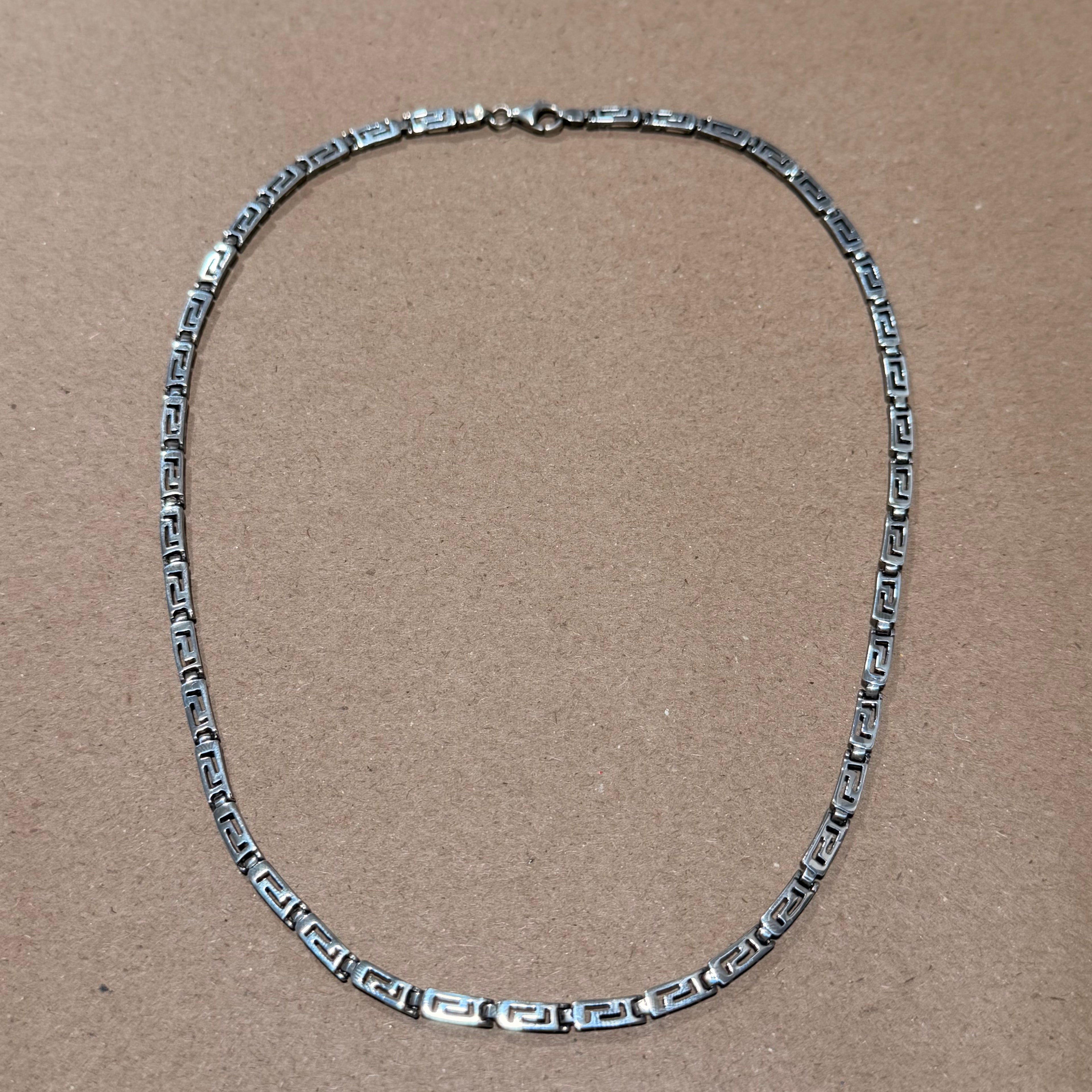 Sterling Greek Key Link Necklace 18 in