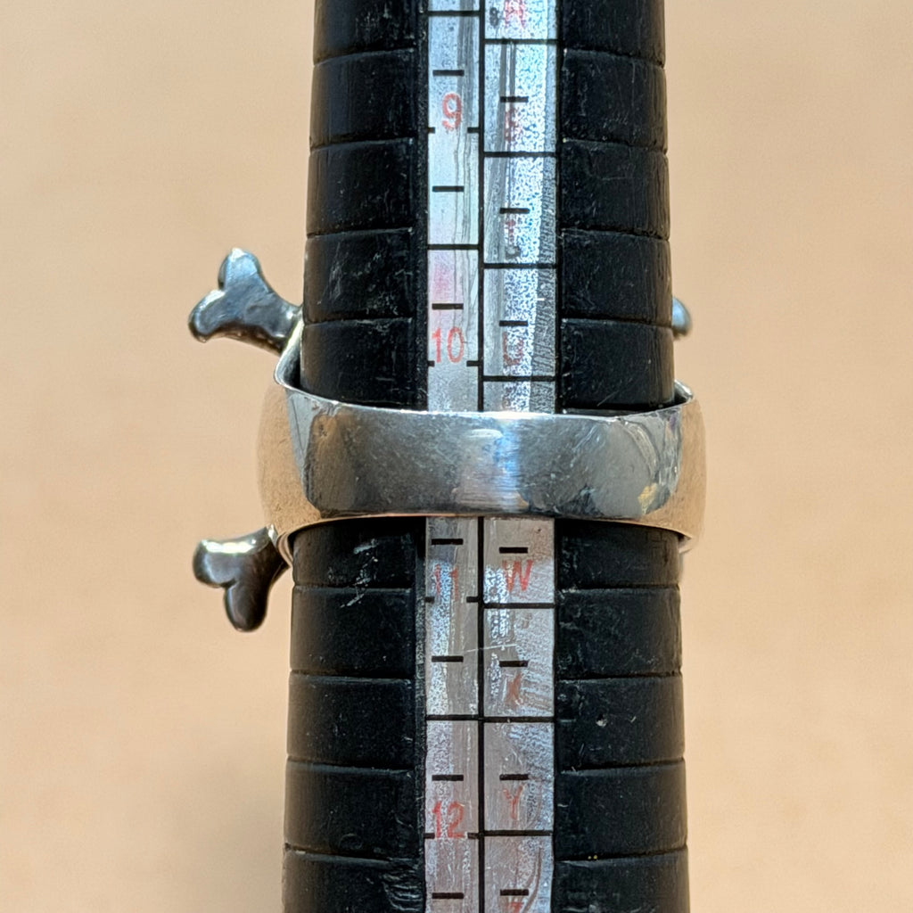 Chunky Sterling Skull and Crossbones Ring Sz 10.5