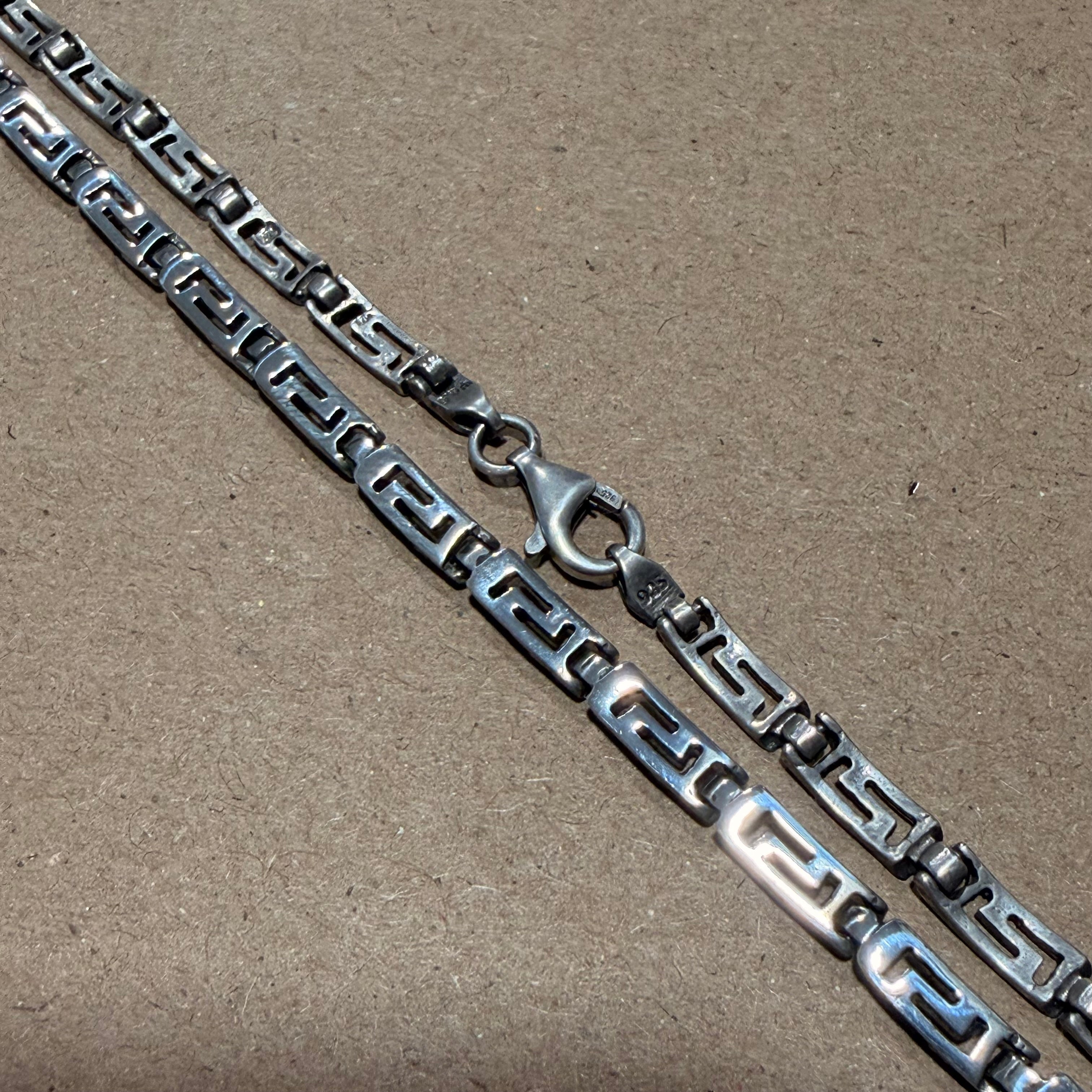 Sterling Greek Key Link Necklace 18 in