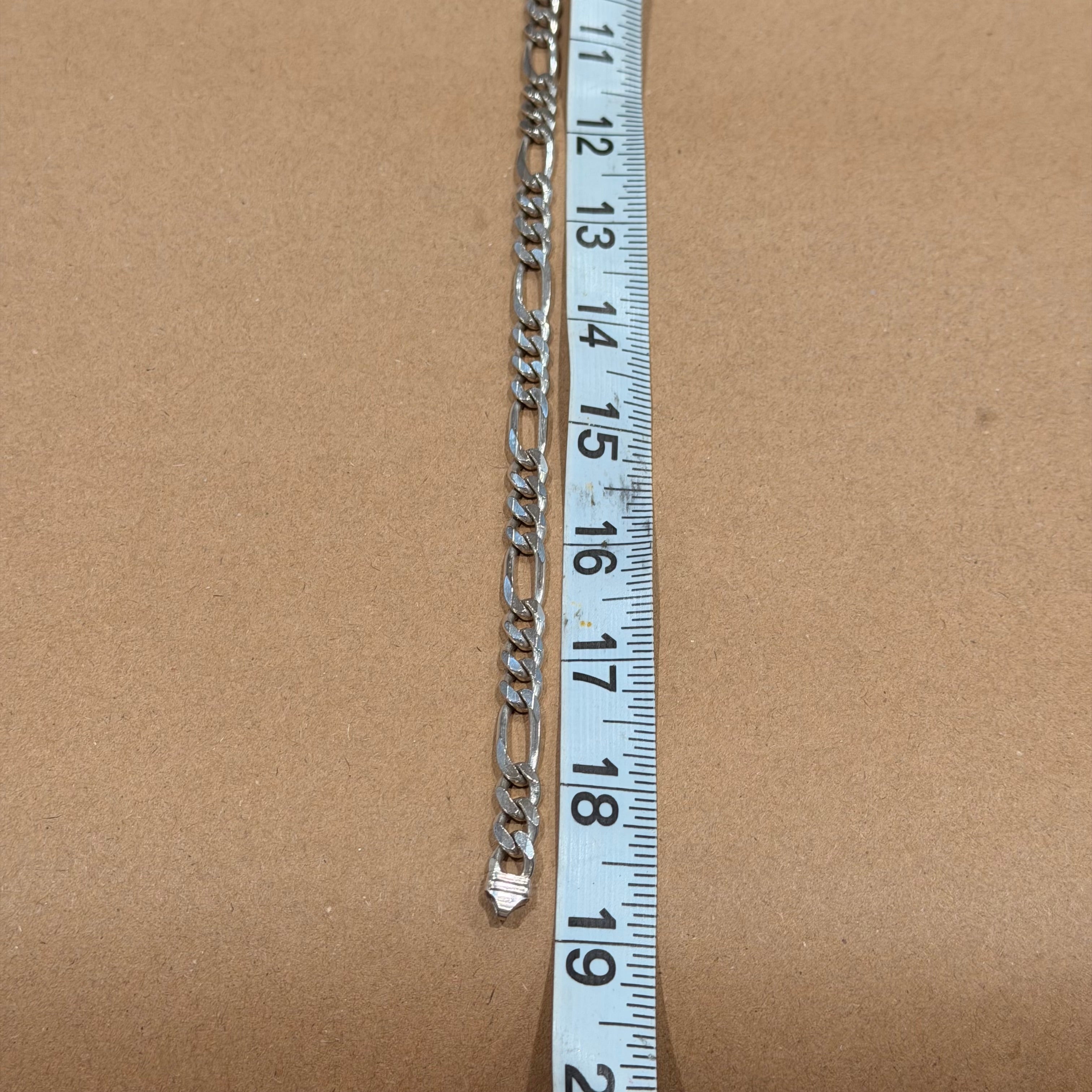 Sterling Solid Heavyweight Figaro Link Necklace 19 in