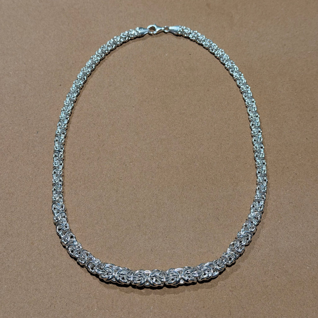 Sterling Graduated Byzantine Link Necklace 20 in