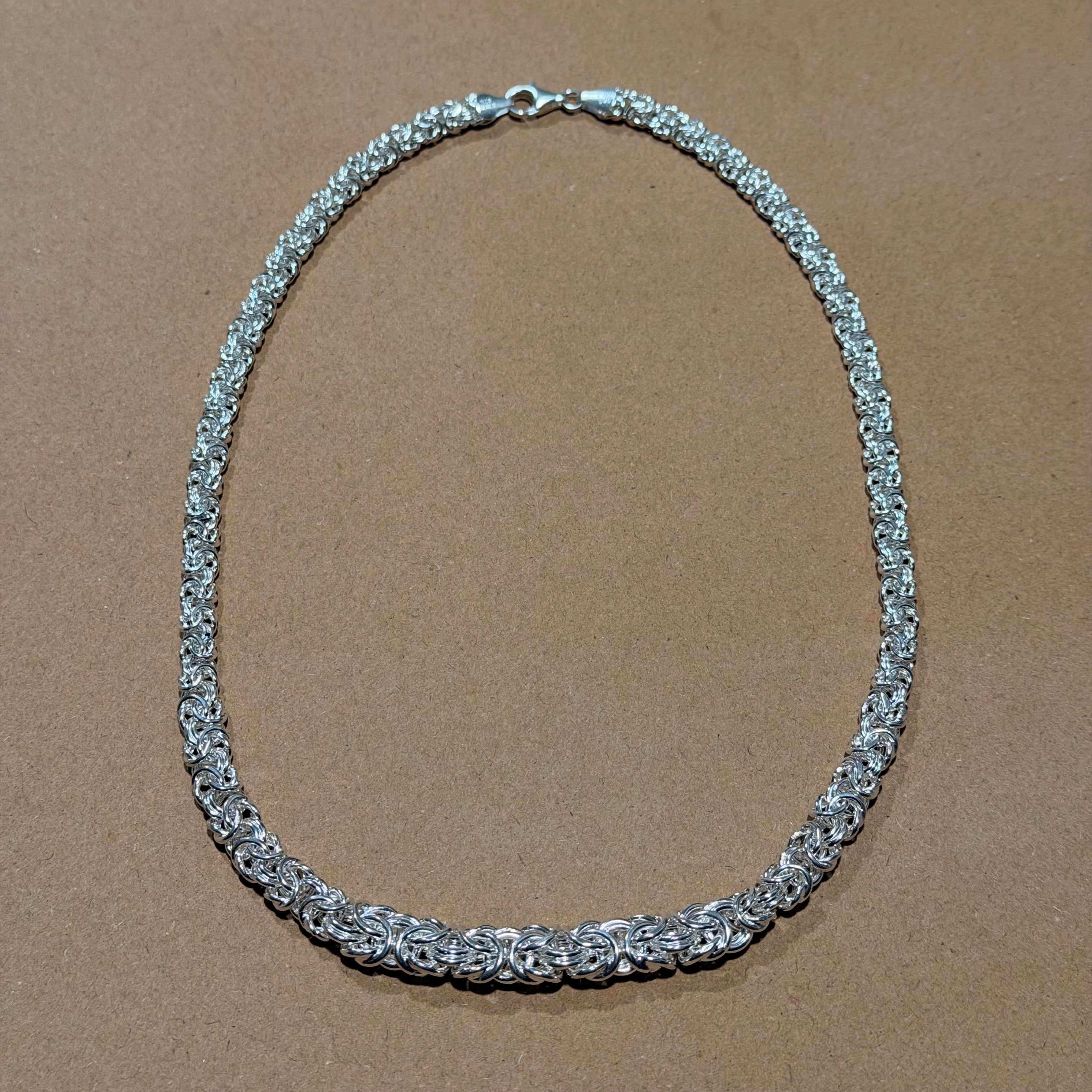 Sterling Graduated Byzantine Link Necklace 20 in