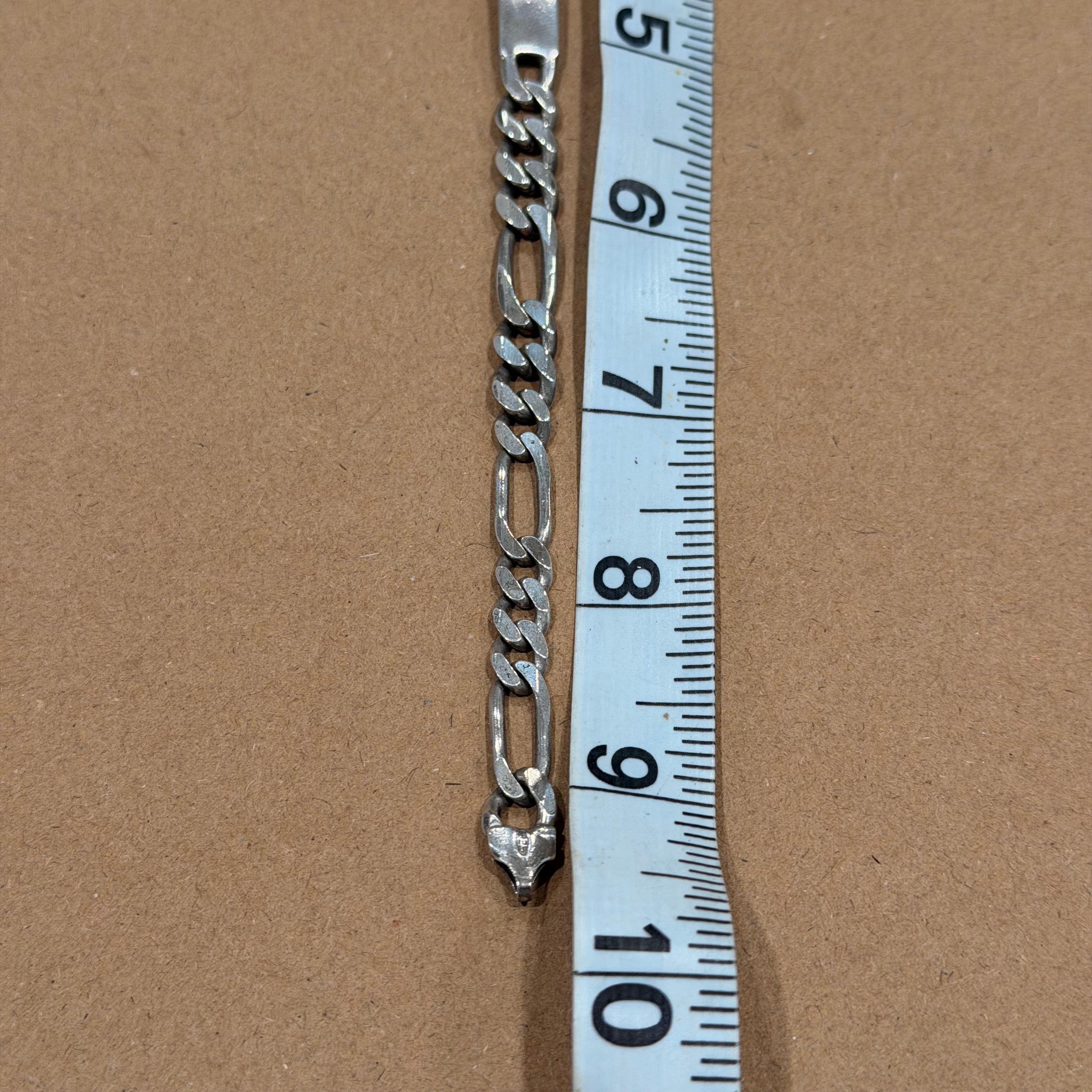 Sterling Figaro Link Nameplate Bracelet 9.5 in