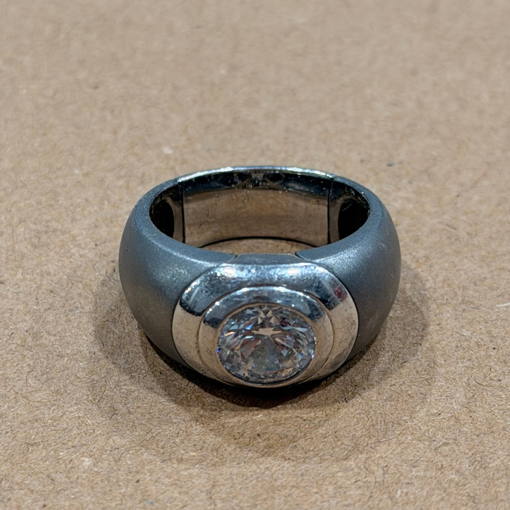 Sterling Matte Gray Cubic Zirconia Ring Sz 7.5