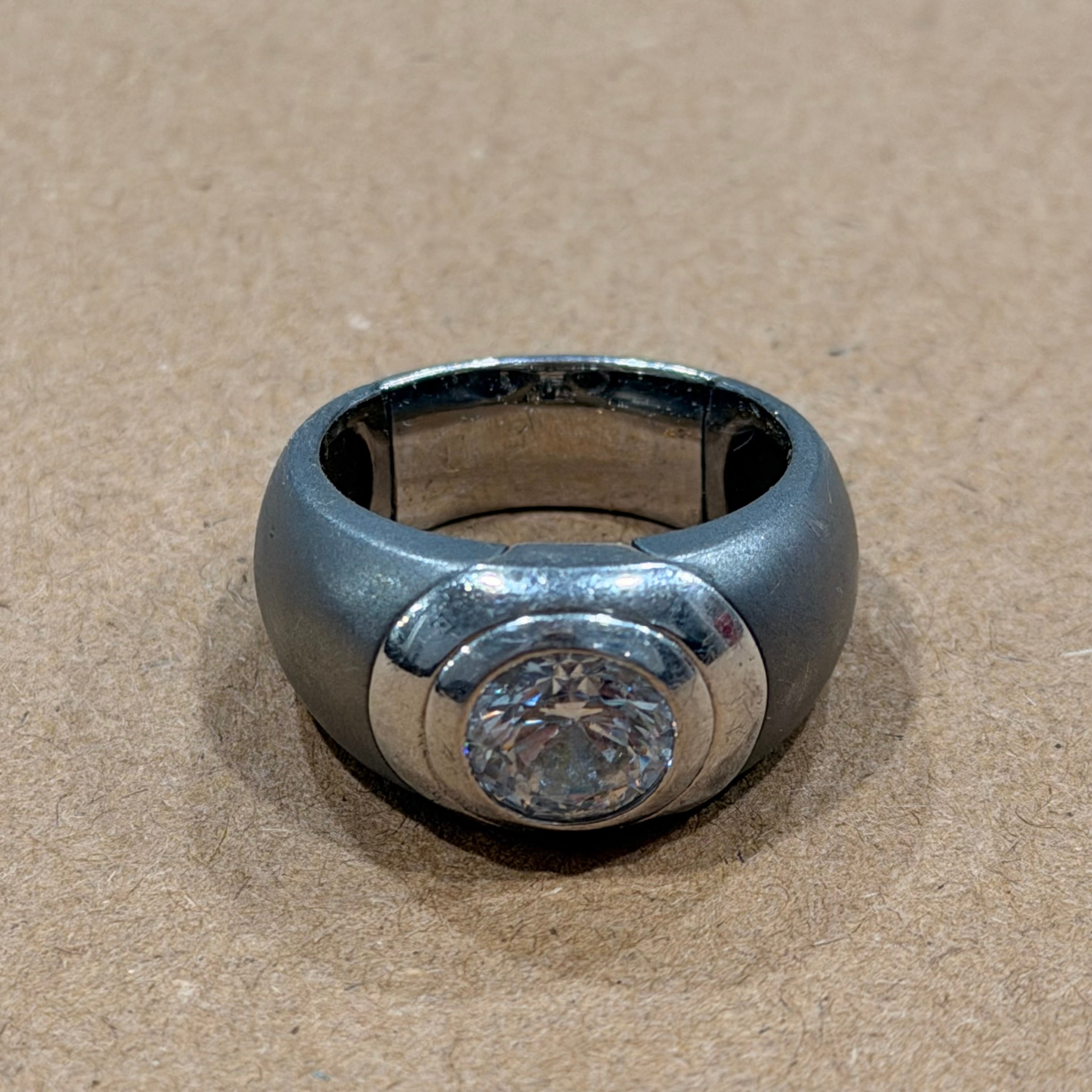 Sterling Matte Gray Cubic Zirconia Ring Sz 7.5