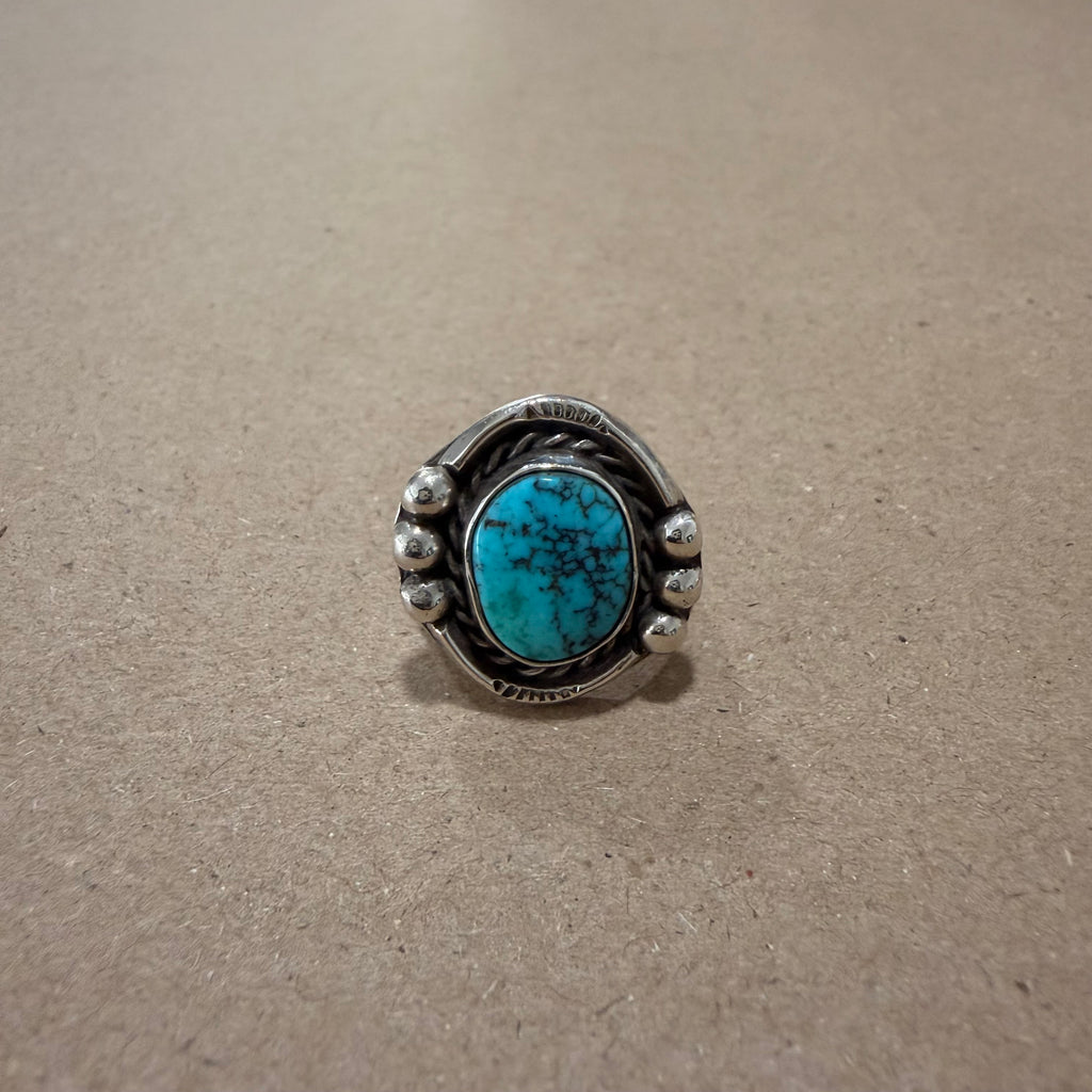 Turquoise & Sterling Southwest Ring Sz 6