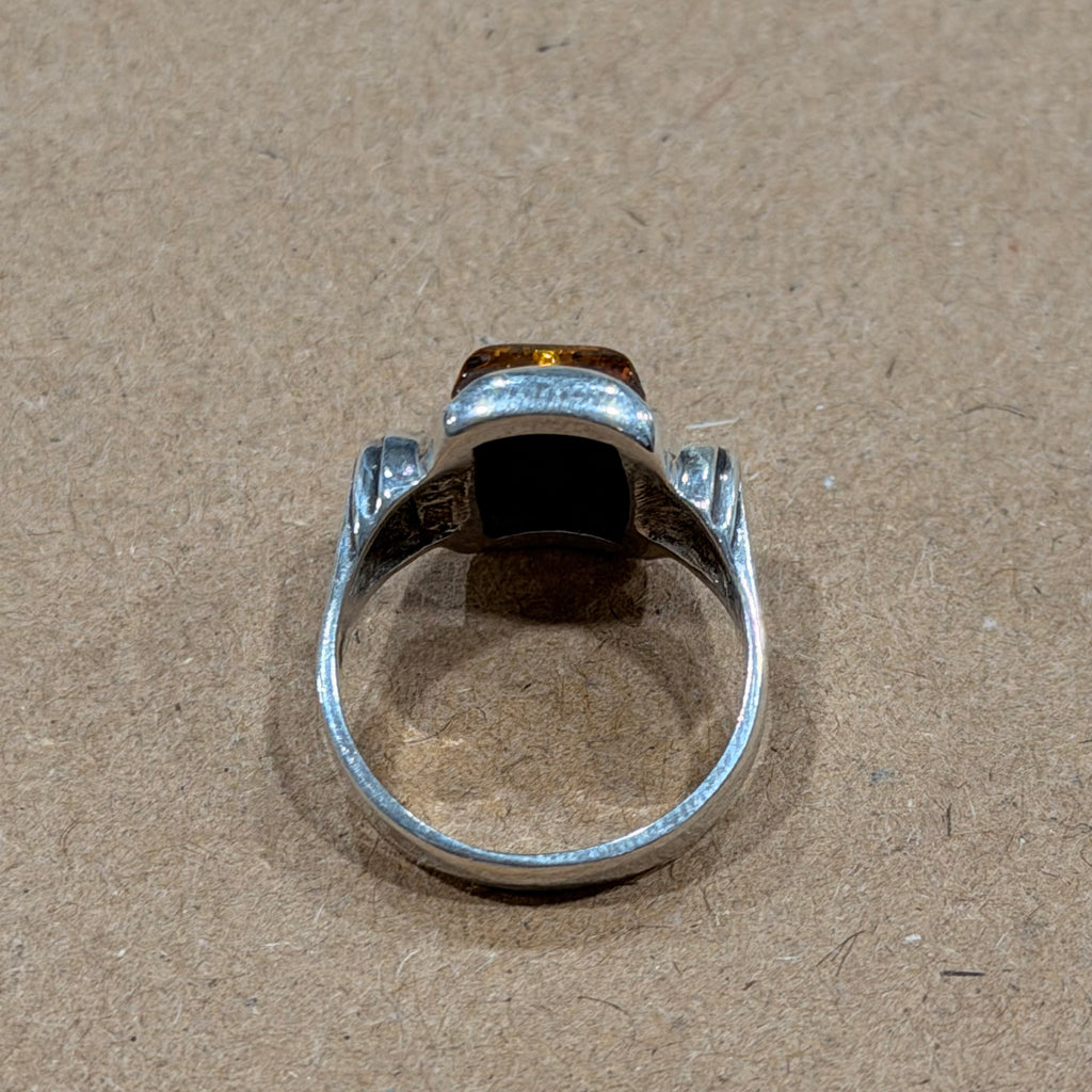 Sterling Baltic Amber Ring Sz 5.75