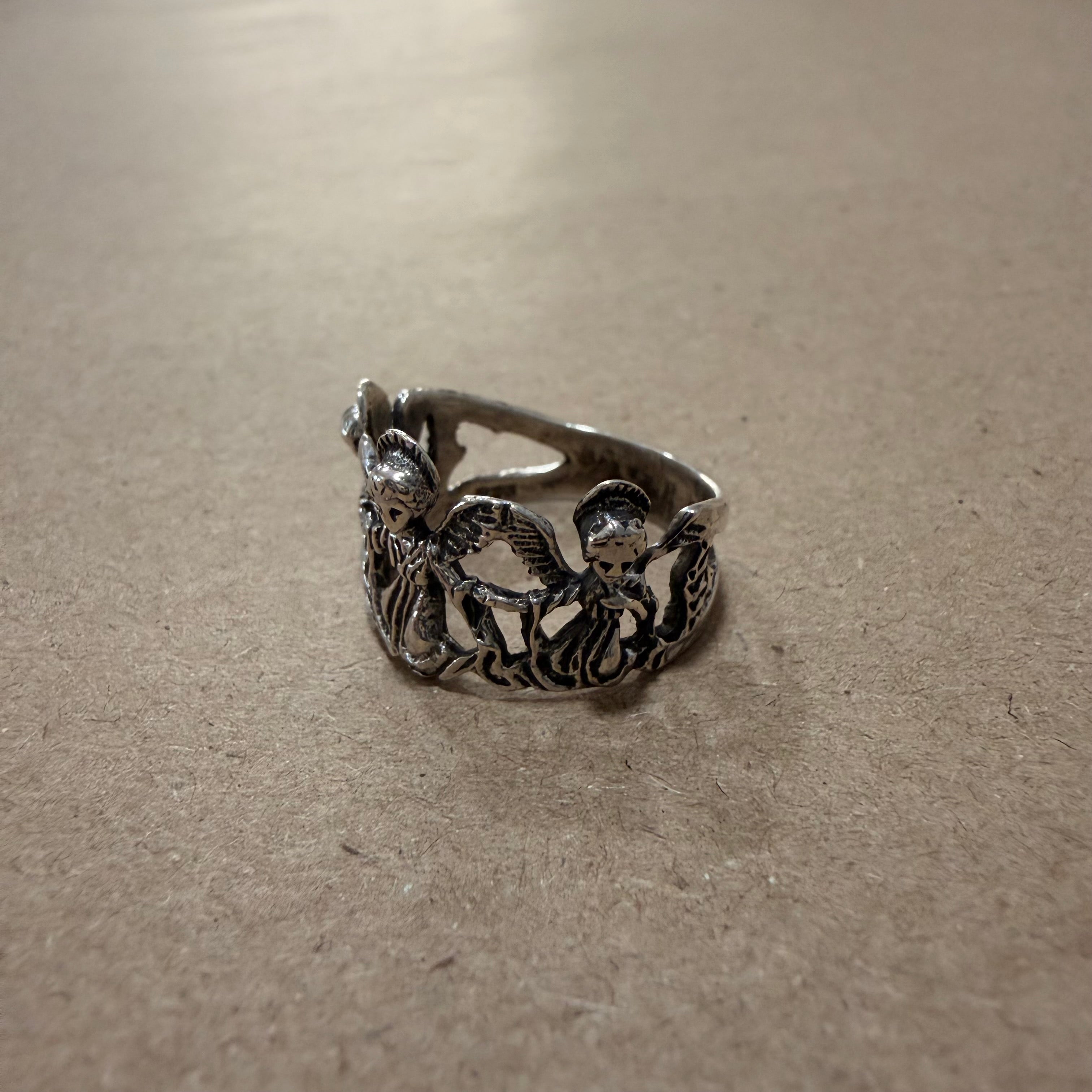 Sterling Angel Crown Ring Sz 7.5