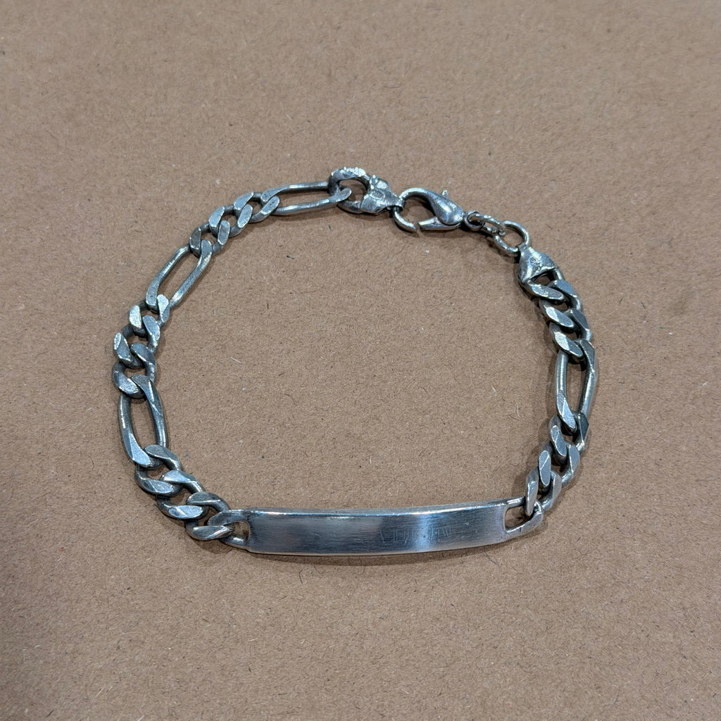 Sterling Figaro Link Nameplate Bracelet 9.5 in