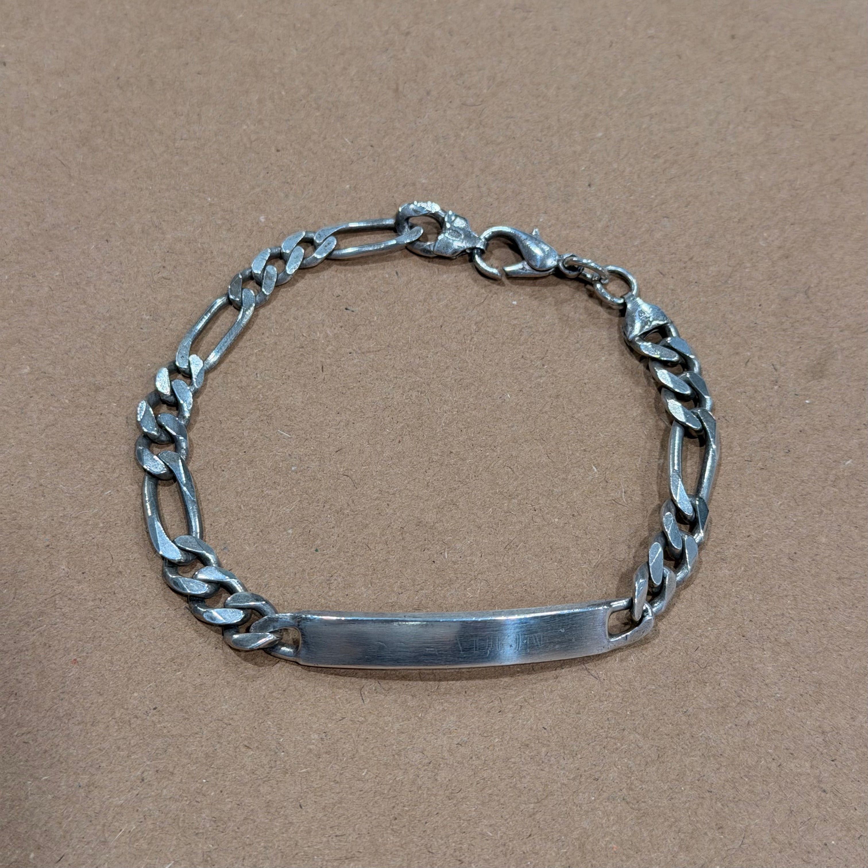 Sterling Figaro Link Nameplate Bracelet 9.5 in