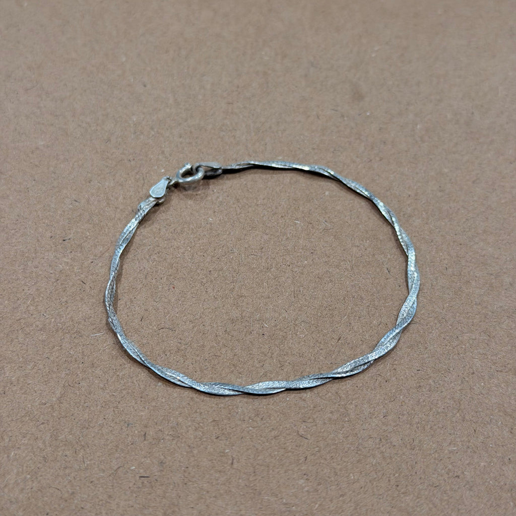 Sterling Lightweight Twisted Herringbone Bracelet 7 in