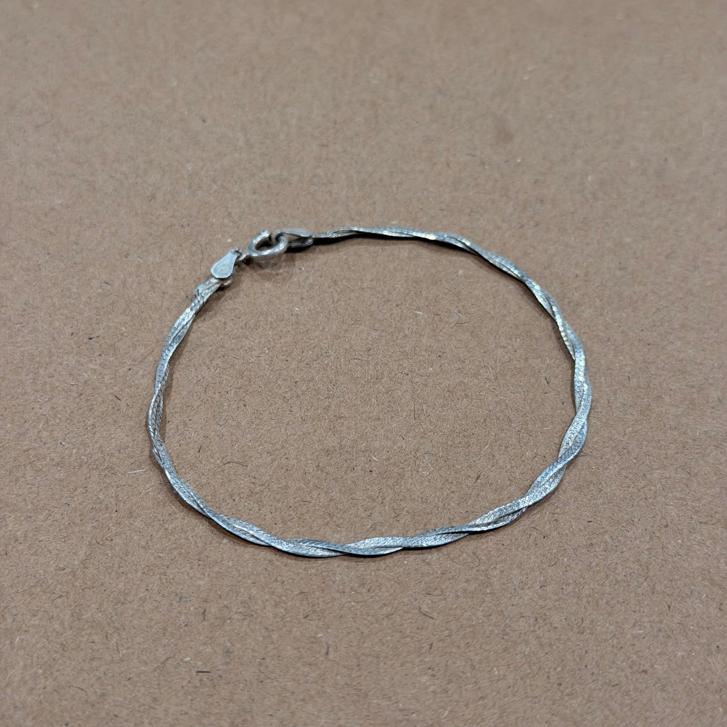 Sterling Lightweight Twisted Herringbone Bracelet 7 in