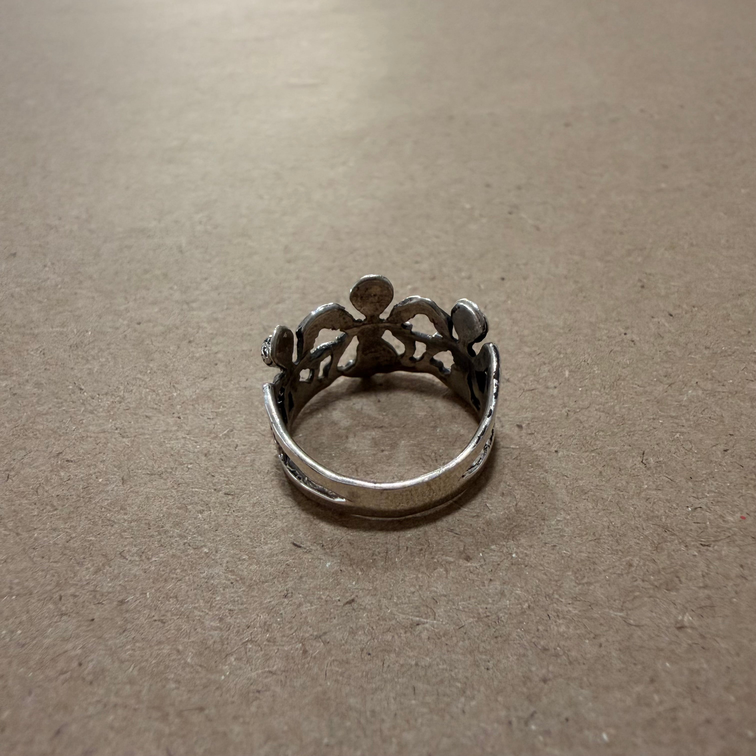 Sterling Angel Crown Ring Sz 7.5