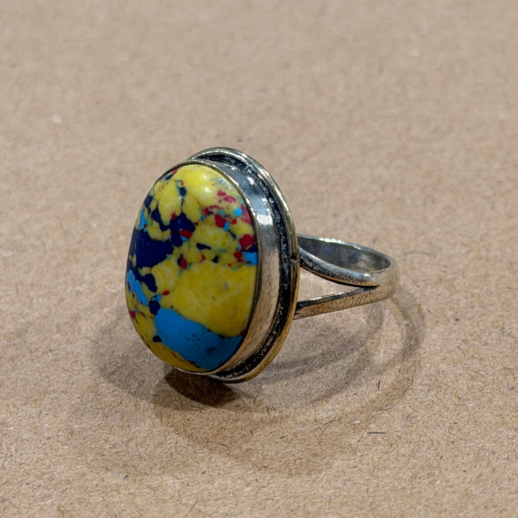 Sterling Polymer Clay Color Splatter Ring Sz 8