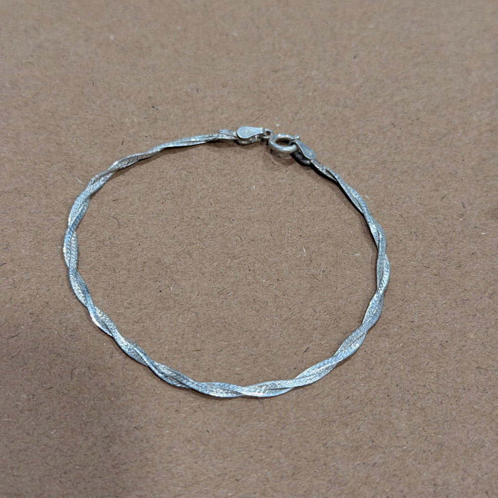 Sterling Lightweight Twisted Herringbone Bracelet 7 in